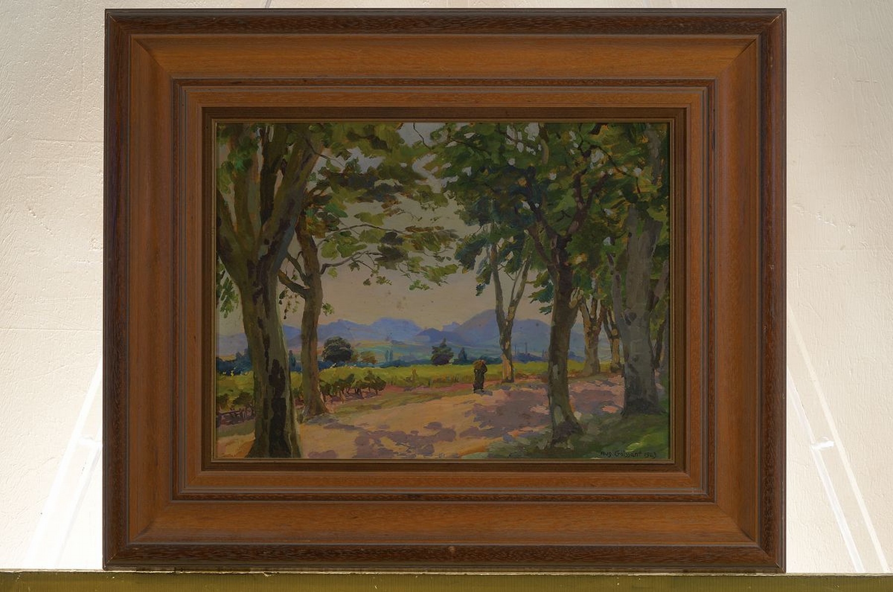 Detail k: August Croissant, 1870 Landau -, 1941 Edenkoben, Rebenlandschaft mit Blick auf den Trifels, von Godramsteiner Allee aus gesehen, re. unten signiert ...