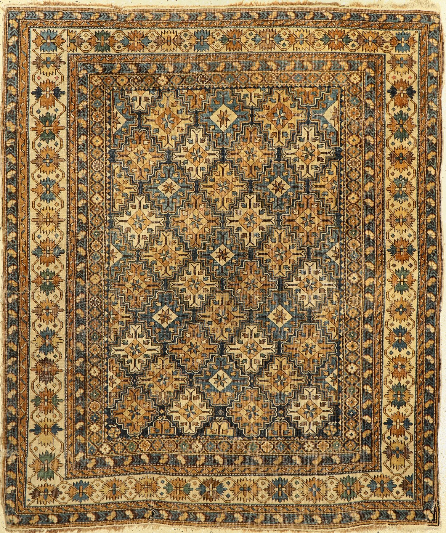Antiker Schirwan, Kaukasus, 19. Jhd, Wolle auf Wolle, ca. 145 x 125 cm, EHZ: 4