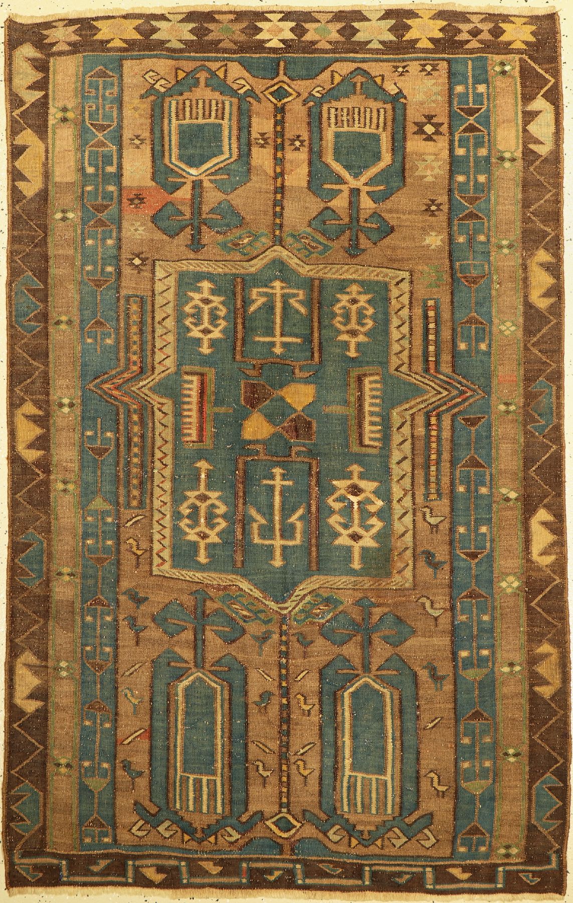 Antiker Avar Kelim, Kaukasus, 19. Jhd, Wolle auf Wolle, ca. 190 x 122 cm, EHZ: 2-3