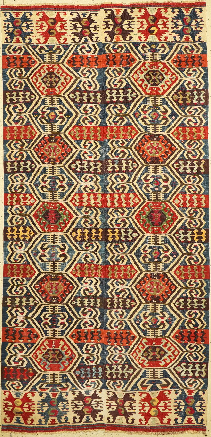 Antiker Karakachli Kelim, Kaukasus, 19. Jhd, Wolle auf Wolle, ca. 340 x 160 cm, EHZ: 2