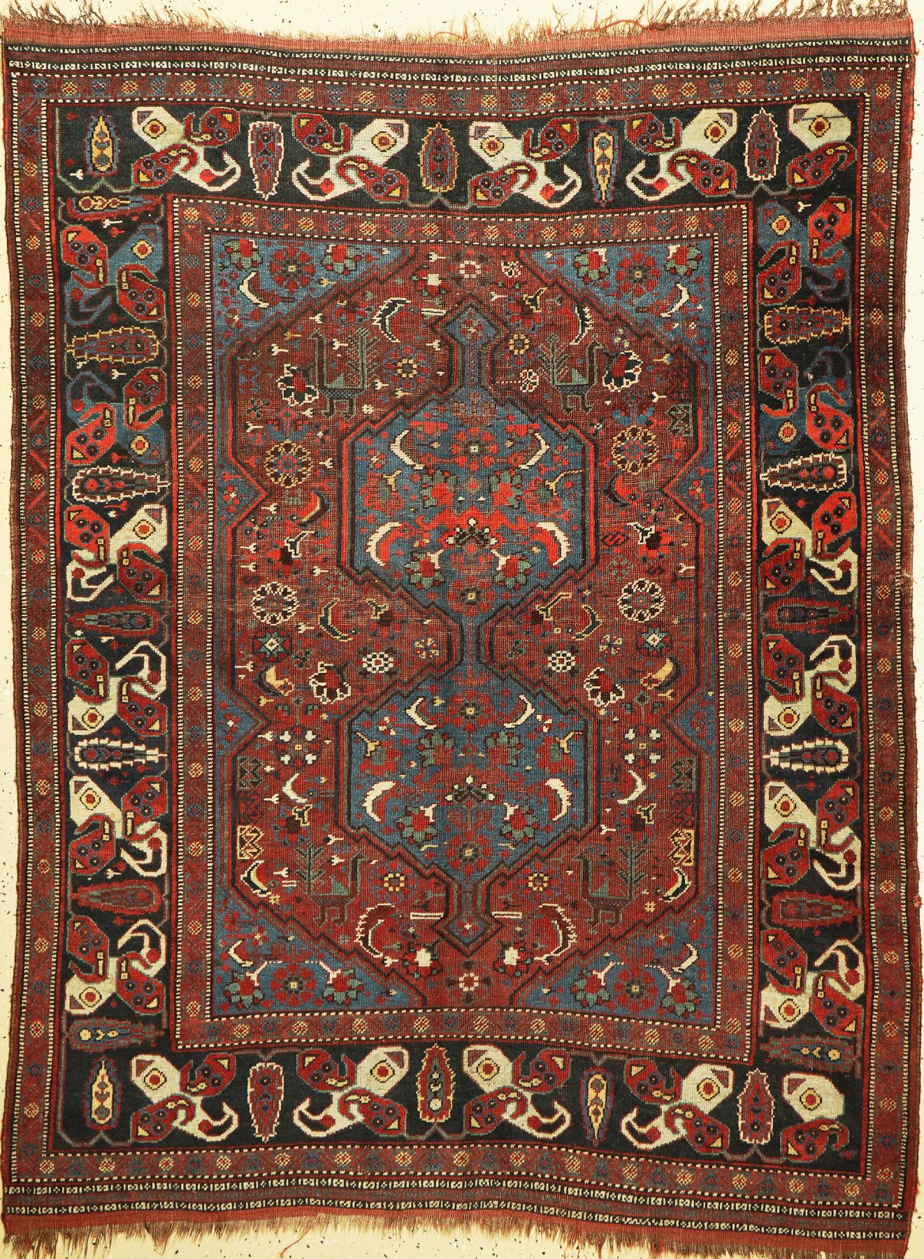 Antiker Khamseh, Persien, 19. Jhd, Wolle auf Wolle, ca. 185 x 145 cm, EHZ: 3(paar kleine Löcher).