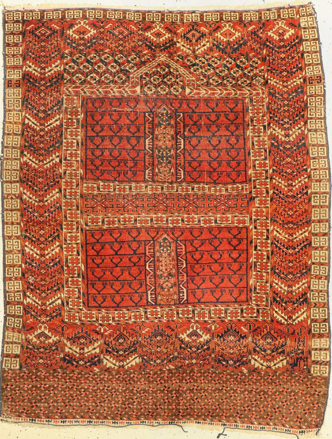 Antiker Tekke Engsi, Turkmenistan, 19. Jhd,Wolle auf Wolle, ca. 160 x 128 cm, EHZ: 4