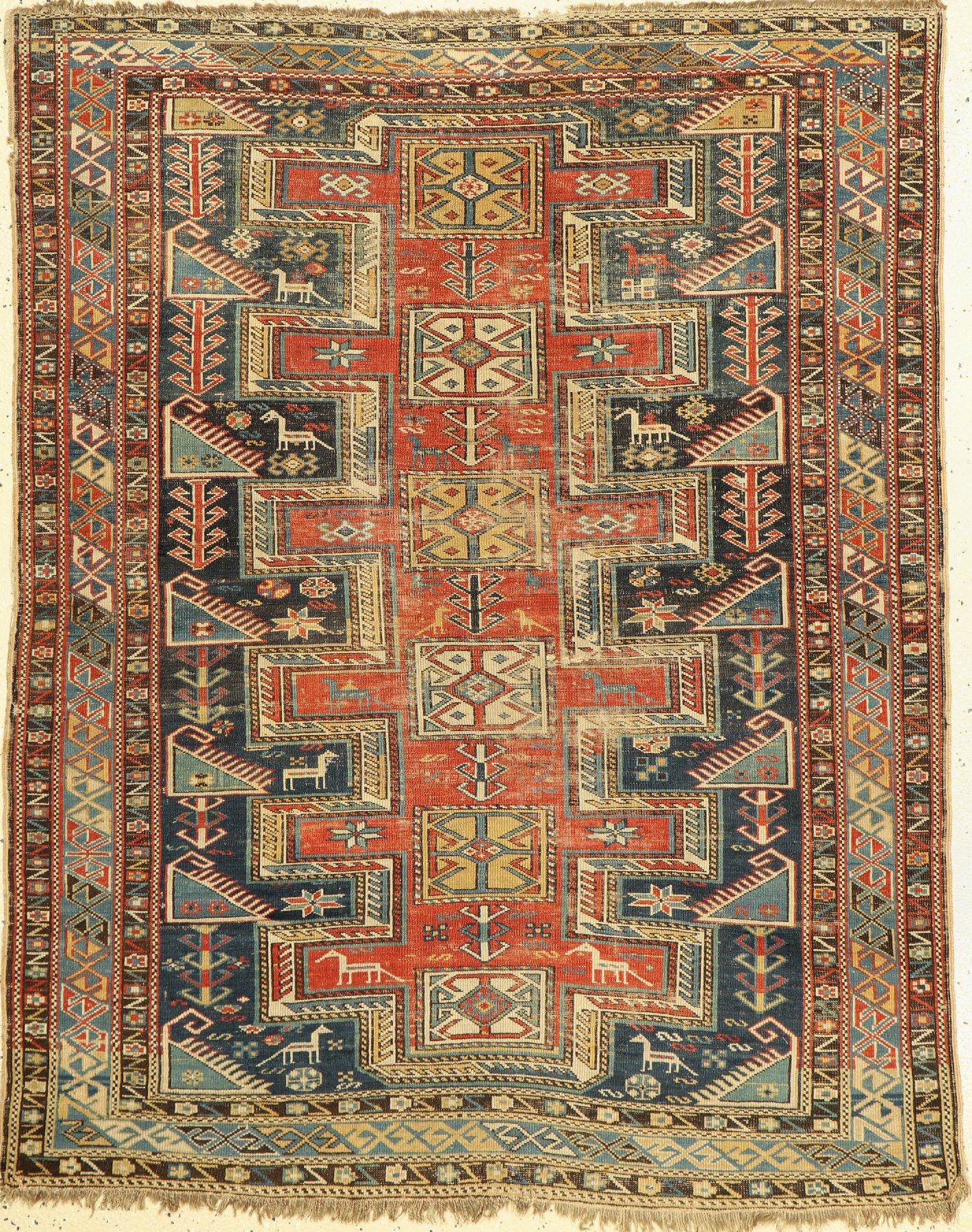 Antiker Schirwan, Kaukasus, 19. Jhd, Wolle auf Wolle, ca. 148 x 118 cm, EHZ: 4