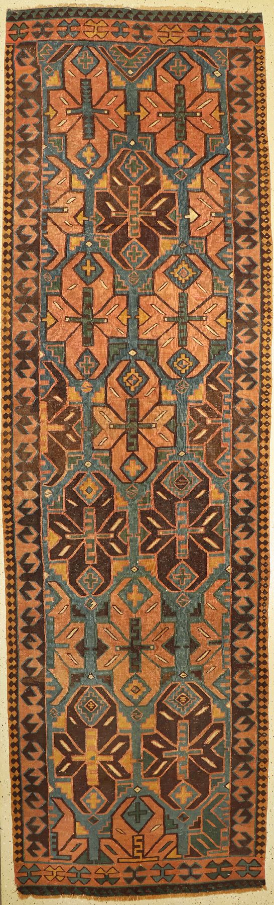 Avar Kelim antik, Kaukasus, 19. Jhd, Wolle auf Wolle, ca. 442 x 133 cm, EHZ: 2-3