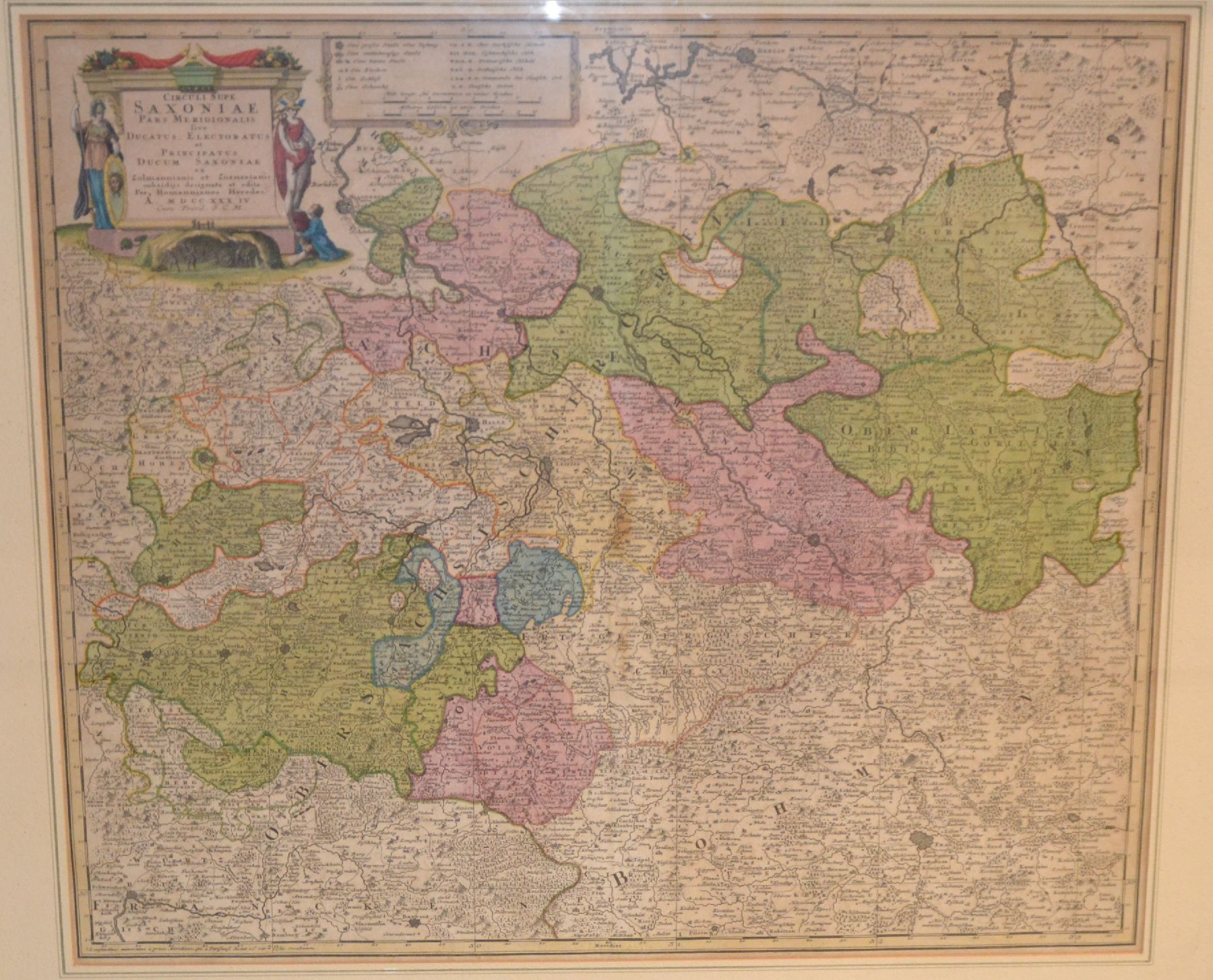 Detail c: 3 Kupferstichkarten von Sachsen, 18.Jh., sächsisches Bergbaugebiet "Circuli Metalliferi", Sachsen u. Umgebung "Saxoniae Inferioris ...
