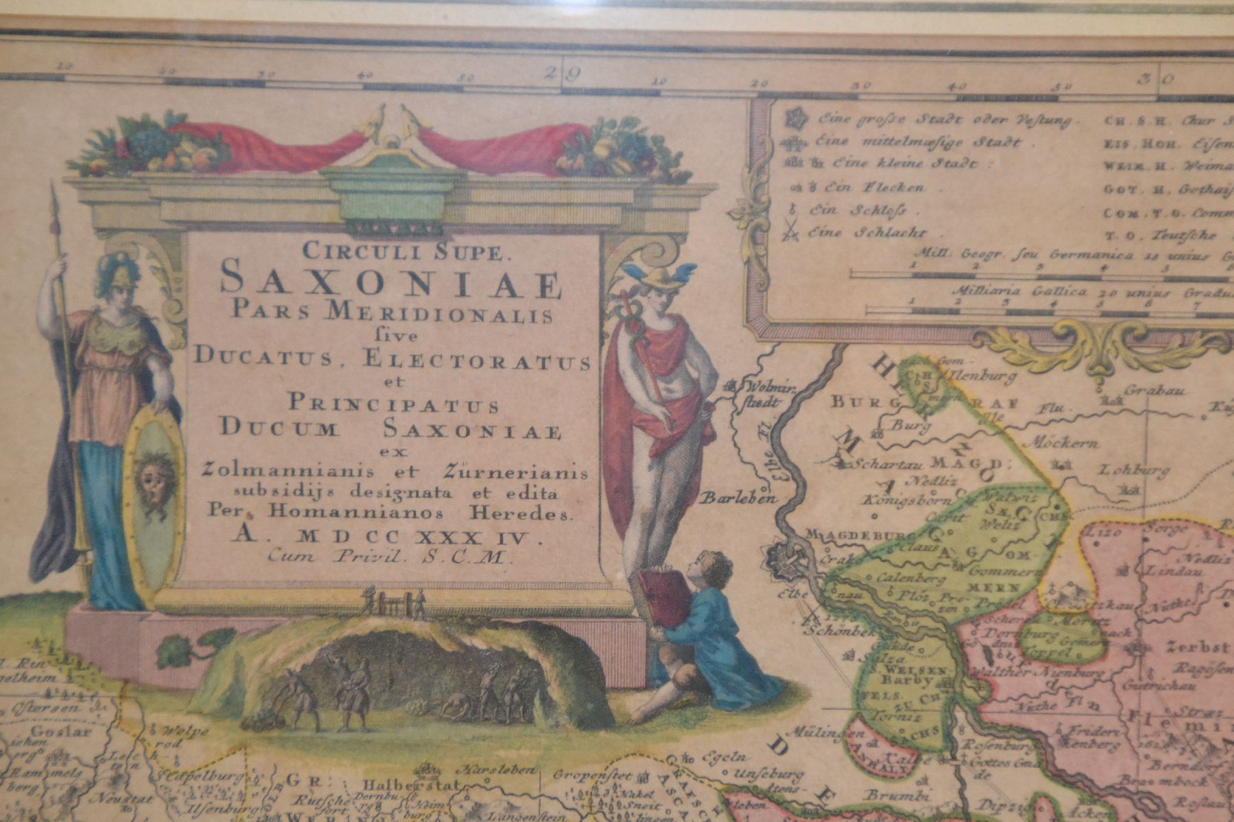 Detail d: 3 Kupferstichkarten von Sachsen, 18.Jh., sächsisches Bergbaugebiet "Circuli Metalliferi", Sachsen u. Umgebung "Saxoniae Inferioris ...