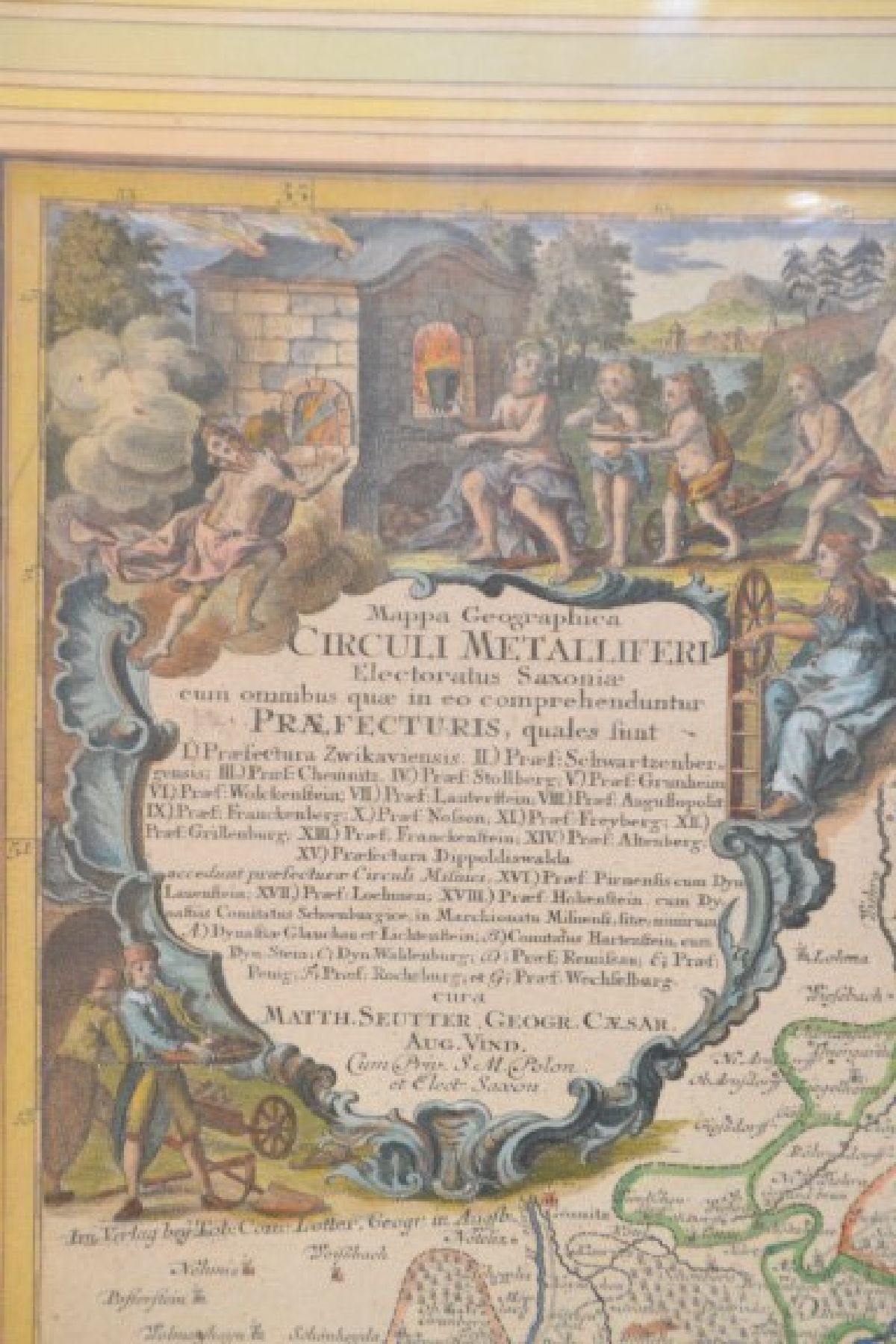 Detail f: 3 Kupferstichkarten von Sachsen, 18.Jh., sächsisches Bergbaugebiet "Circuli Metalliferi", Sachsen u. Umgebung "Saxoniae Inferioris ...
