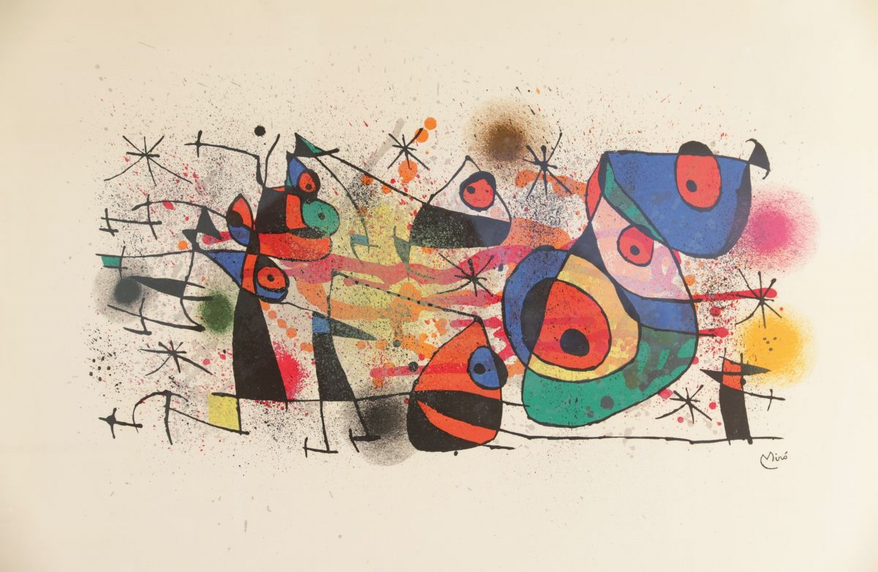 Detail a: Joan Miro, 1893-1983, Farblithographie, drucksigniert, ca. 50x74cm, u.Gl., R. ca. 60x84cm