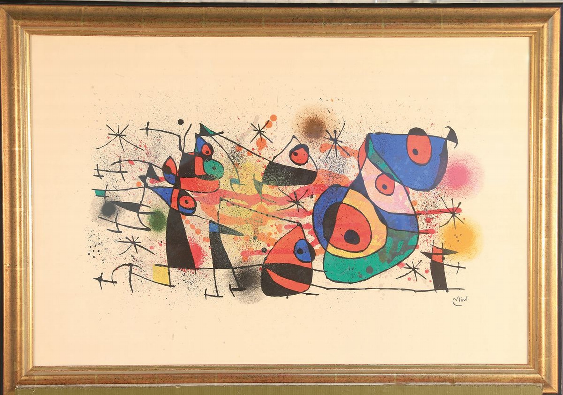 Detail k: Joan Miro, 1893-1983, Farblithographie, drucksigniert, ca. 50x74cm, u.Gl., R. ca. 60x84cm