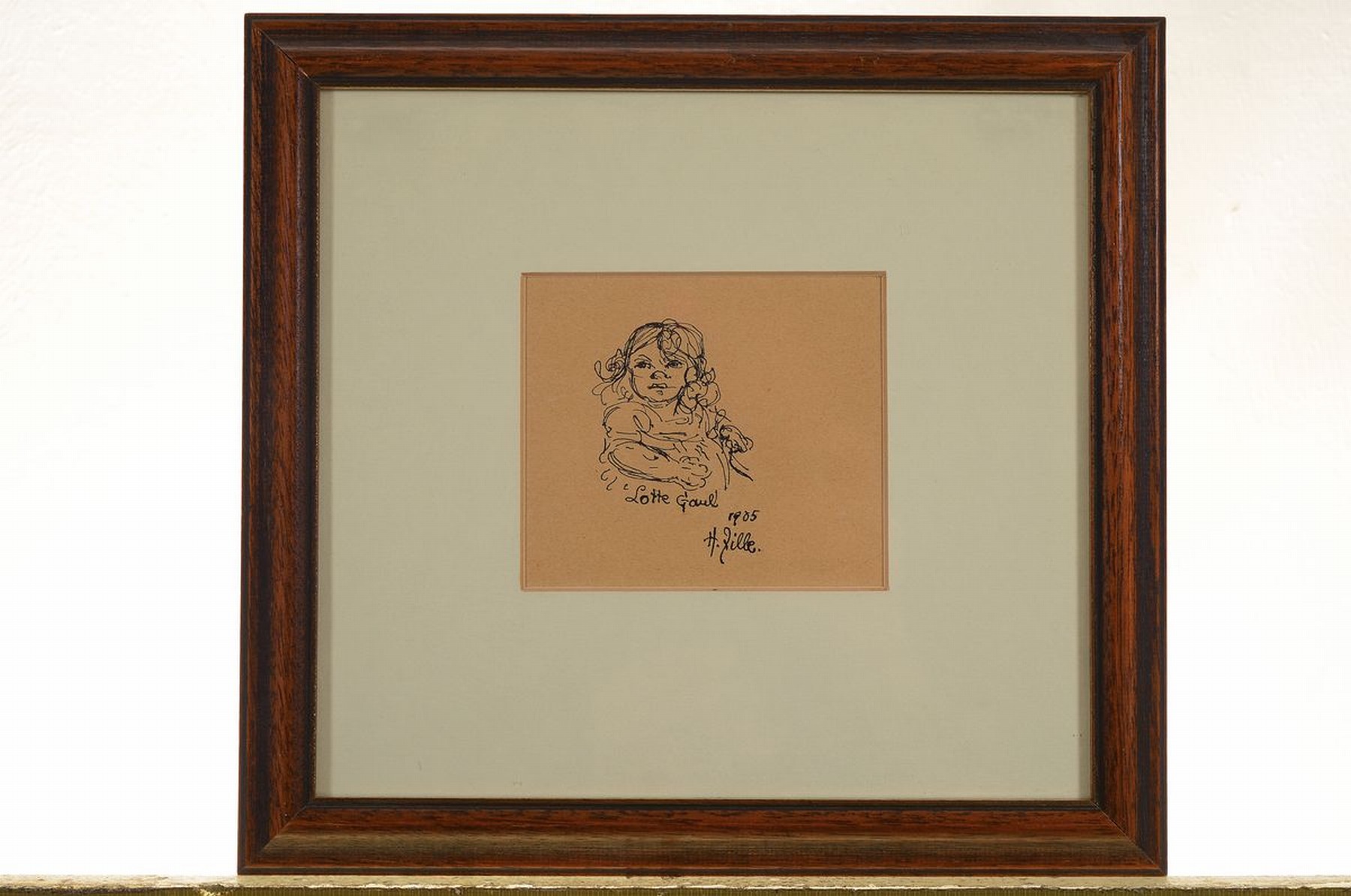 Detail k: Heinrich Zille, 1958-1929, Federzeichnung, Porträt Lotte Gaul, bez., sign. u. dat. 1905, unter PP u. Glas gerahmt, ca. 24x26 cm