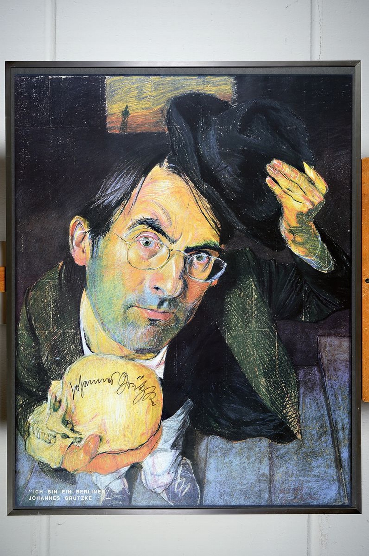 Detail k: Johannes Grützke, 1937-2017, Ich bin ein Berliner, Farboffset, handsigniert, ca. 80x 60cm, R. ca. 90x70cm