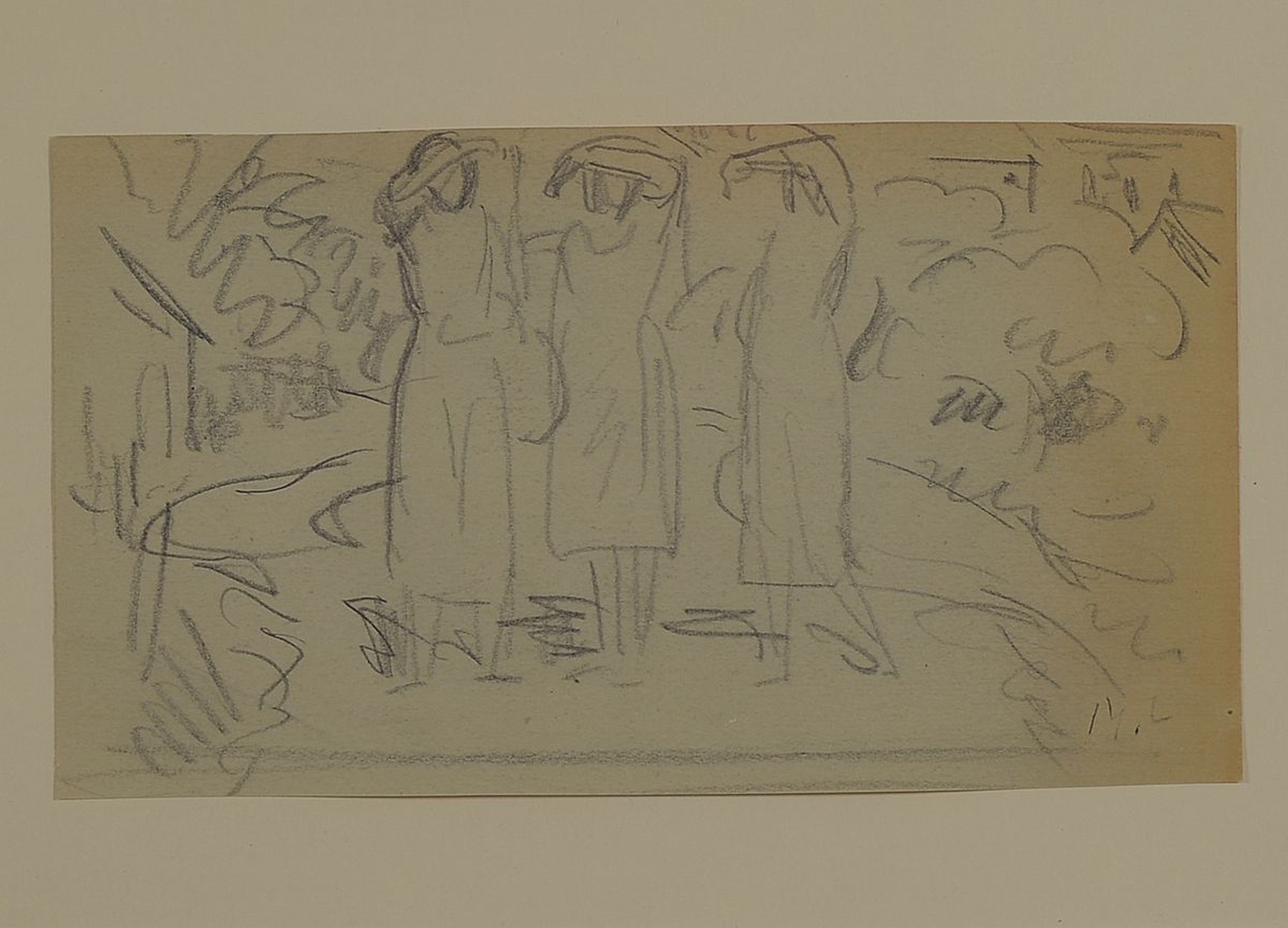 Detail b: Max Laeuger, 1864-1952 Lörrach, bedeutender deutscher Keramiker, Studium und Professur in Karlsruhe, hier: 2 Aquarelle und eine Zeichnung, Frau an ...