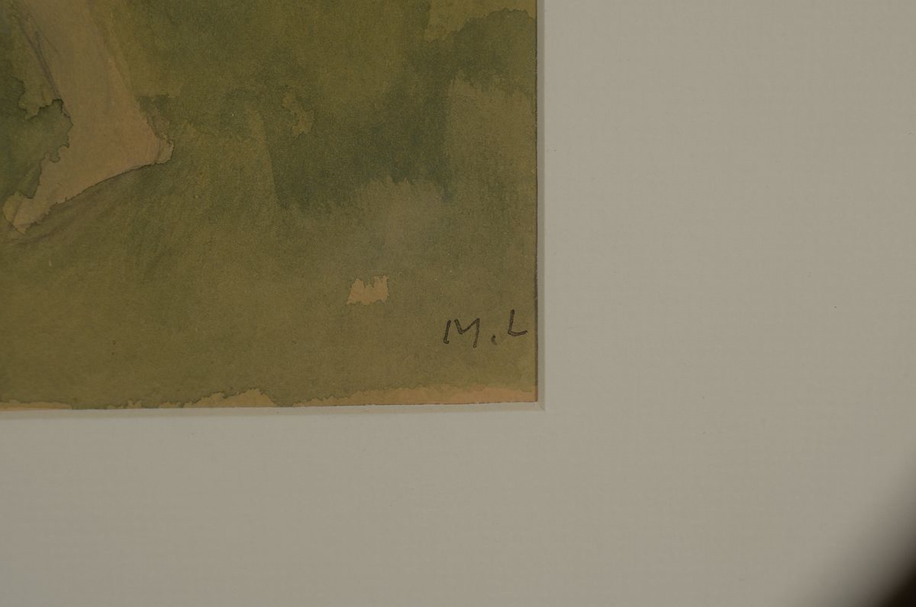 Detail c: Max Laeuger, 1864-1952 Lörrach, bedeutender deutscher Keramiker, Studium und Professur in Karlsruhe, hier: 2 Aquarelle und eine Zeichnung, Frau an ...