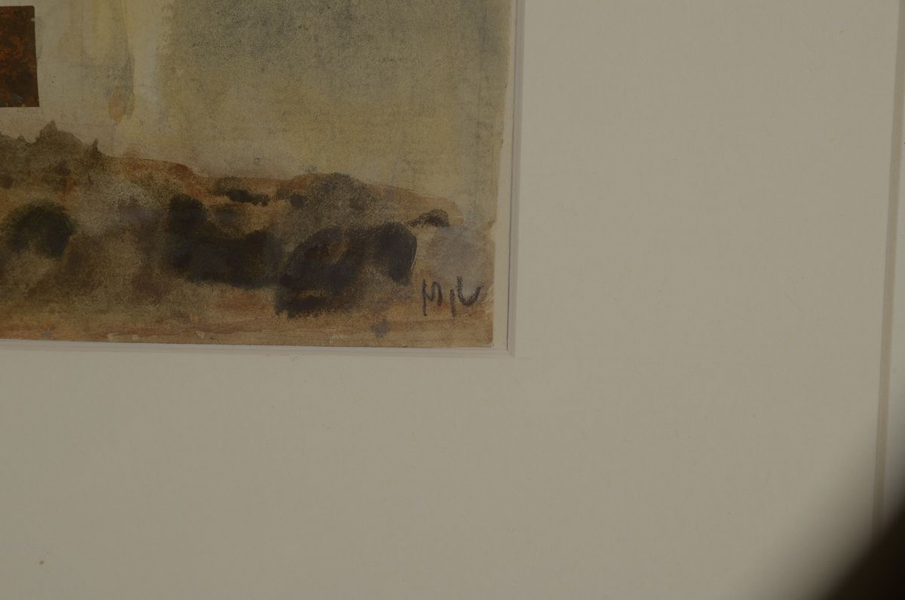 Detail d: Max Laeuger, 1864-1952 Lörrach, bedeutender deutscher Keramiker, Studium und Professur in Karlsruhe, hier: 2 Aquarelle und eine Zeichnung, Frau an ...