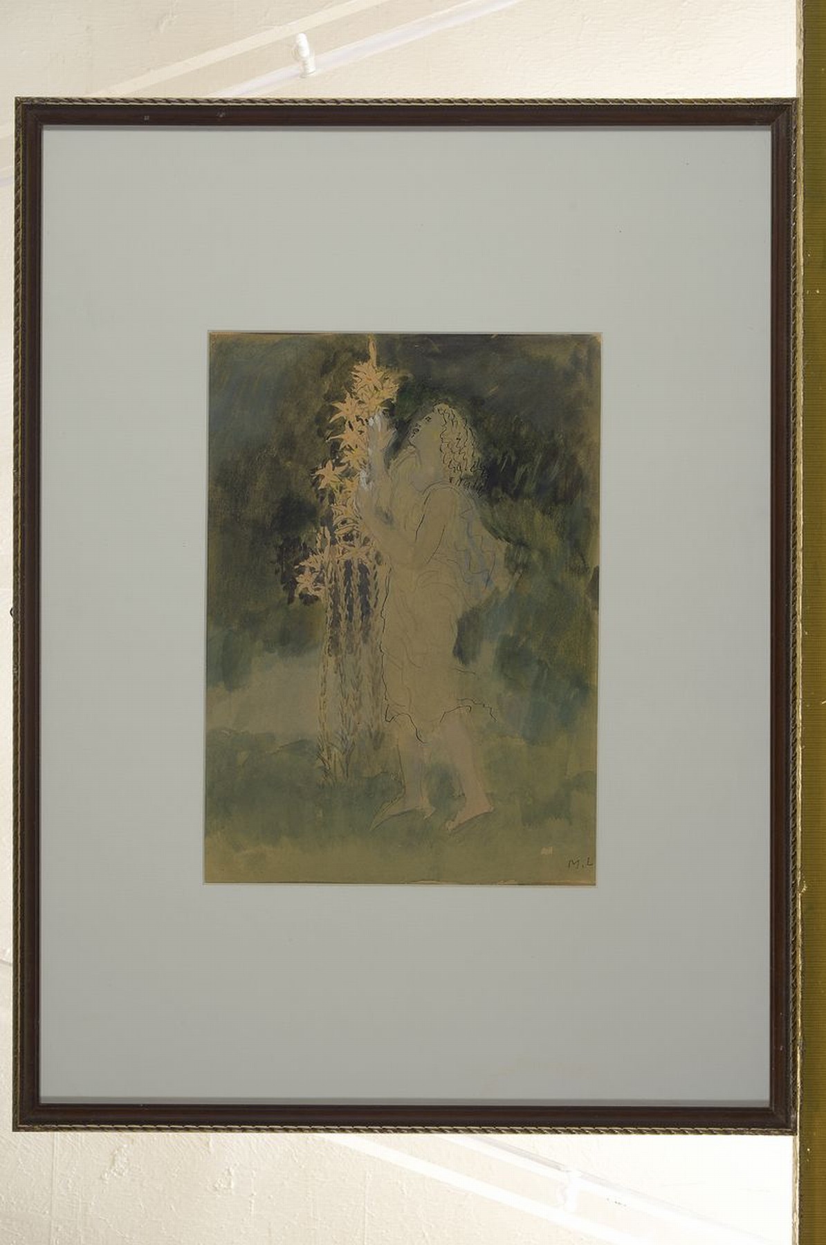 Detail k: Max Laeuger, 1864-1952 Lörrach, bedeutender deutscher Keramiker, Studium und Professur in Karlsruhe, hier: 2 Aquarelle und eine Zeichnung, Frau an ...