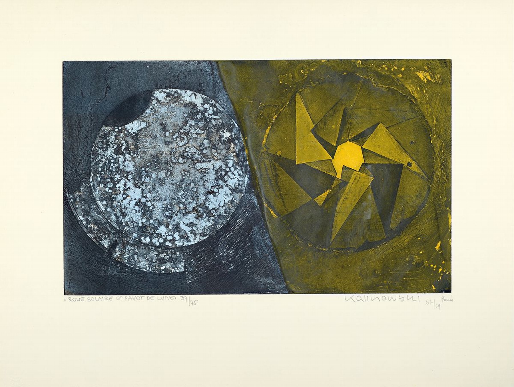 Detail b: Horst Egon Kalinowski, 1924-2013, 3 Grafiken, 1x "Banniere", sign., dat. 64, num. 129/150, unter Glas, ca. 25x23 cm; 1x sign., dat.65, num. ...