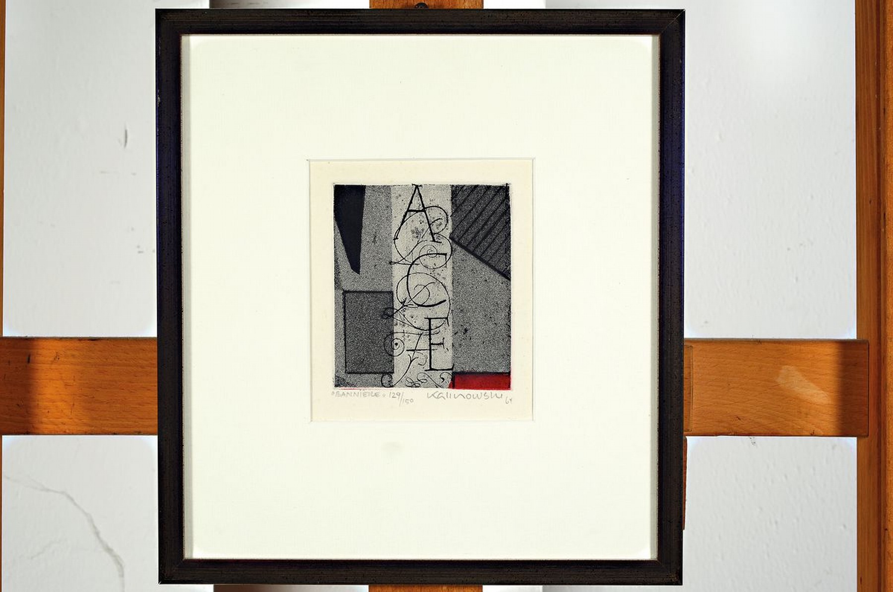 Detail k: Horst Egon Kalinowski, 1924-2013, 3 Grafiken, 1x "Banniere", sign., dat. 64, num. 129/150, unter Glas, ca. 25x23 cm; 1x sign., dat.65, num. ...