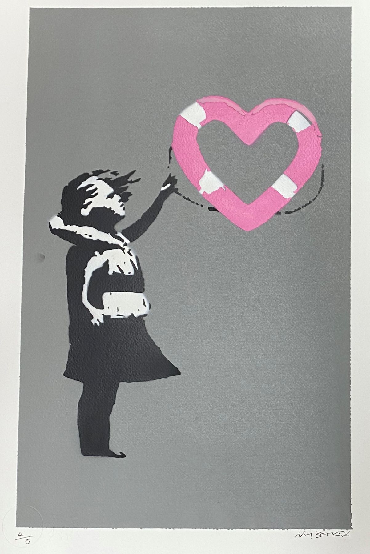 Not Banksy,by not Banksy, "Life Saver", 2020, num. 4/5, inkl. Zertifikat, Blatt ca. 56x37,5 cm
