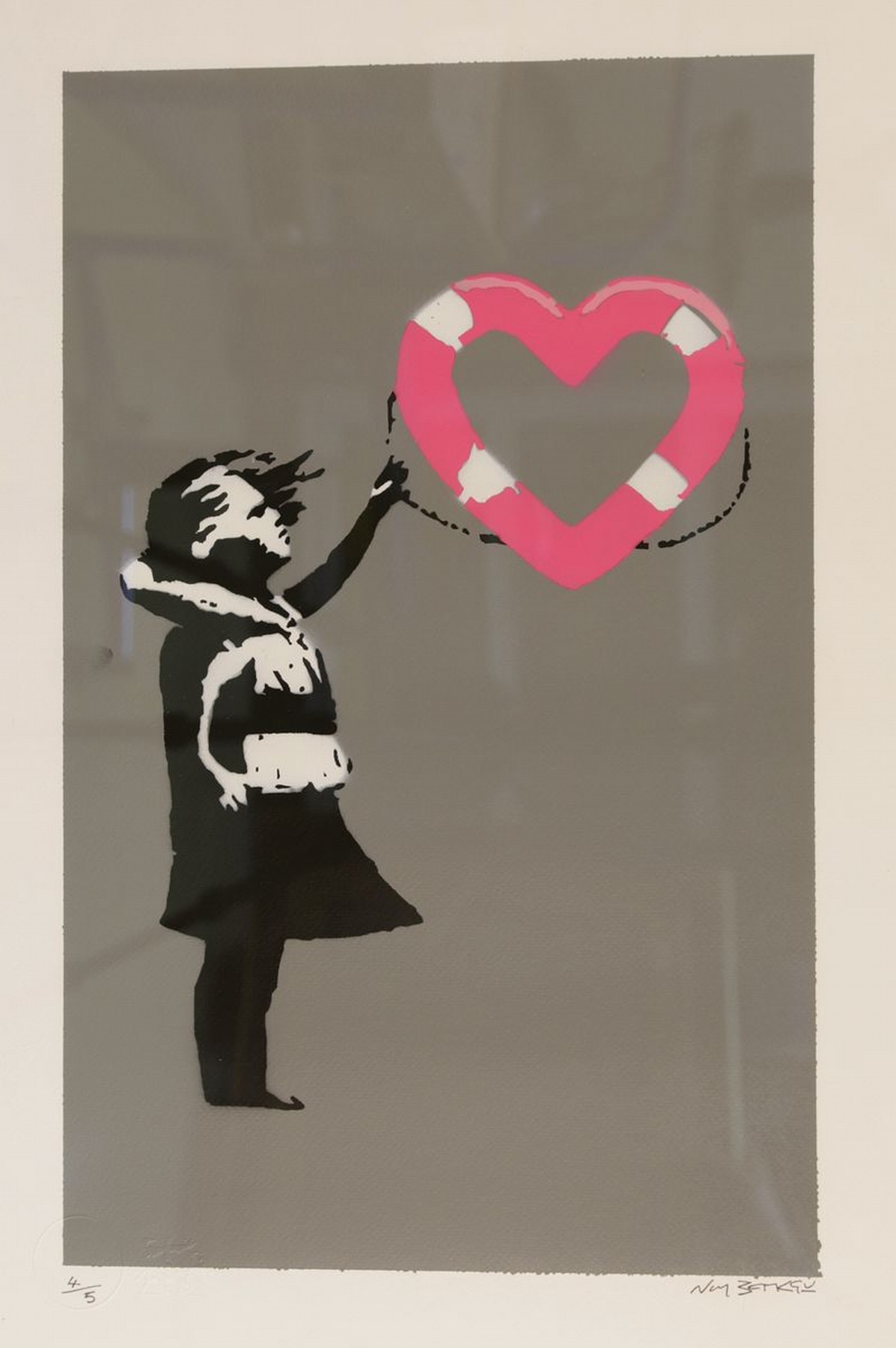 Detail k: Not Banksy,by not Banksy, "Life Saver", 2020, num. 4/5, inkl. Zertifikat, Blatt ca. 56x37,5 cm