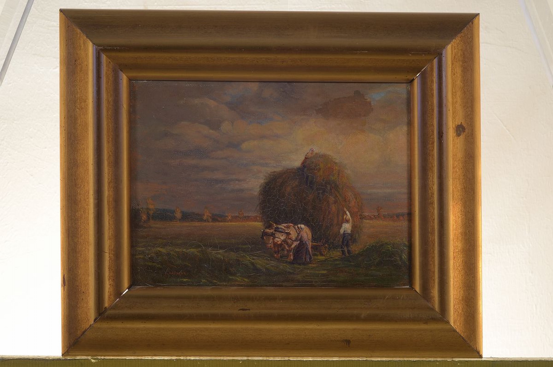 Detail k: Ernst Haymann, 1873-1947 München, Studium u.a. an der Akademie München bei Julius Diez, Heuernte in Bayern, Öl/Lwd, links unten signiert, ca. ...