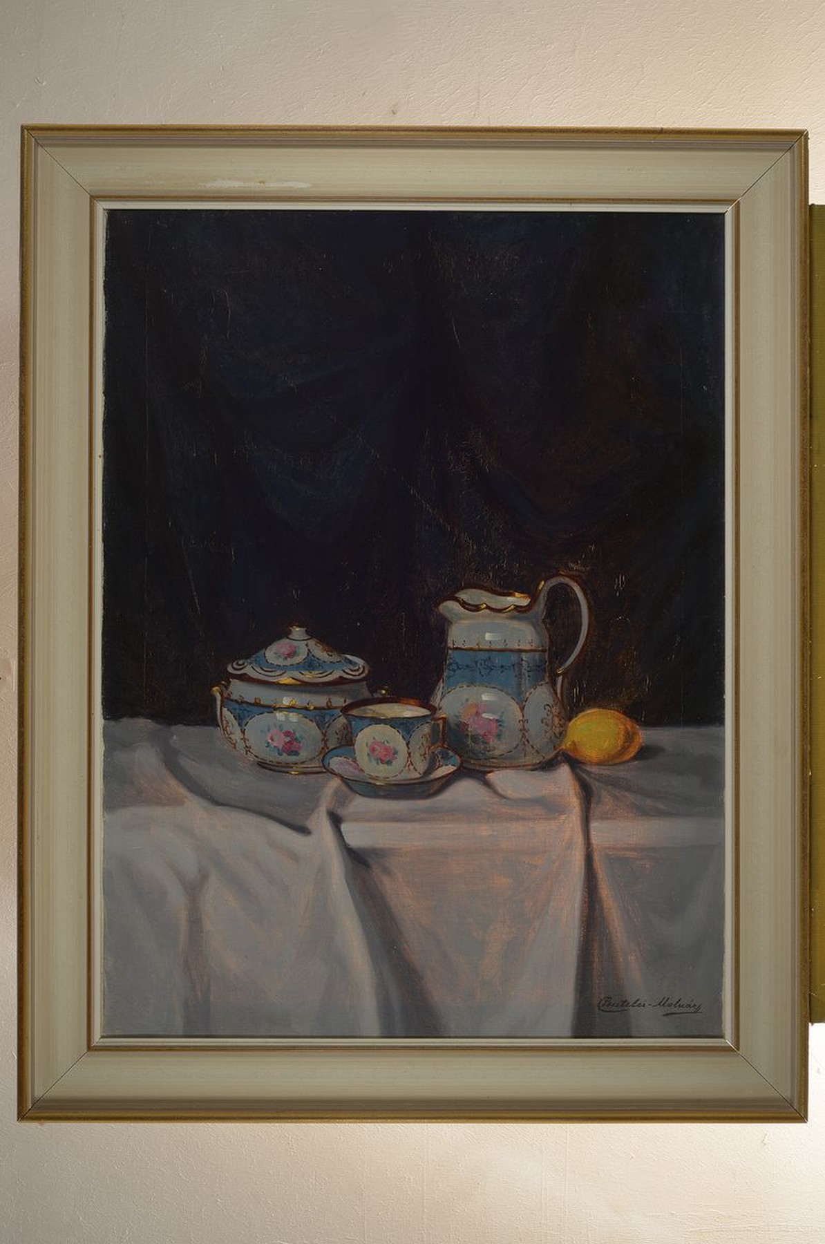 Detail k: Janos Pentelei-Molnar, 1878 Dunapentele- -1924 Bekesgyula, Ungarn, Stillleben mit Kaffeegeschirr und Zitrone, Öl/Lwd, rechts unten signiert, ca. ...