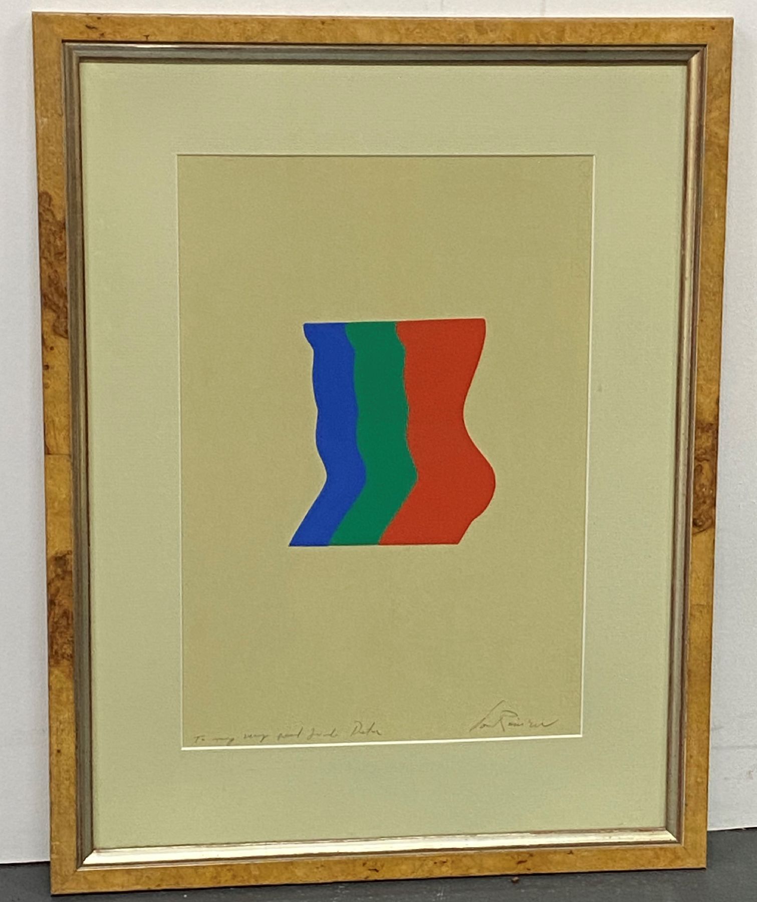 Unbekannter Künstler der op-Art, 1960er/70er Jahre, Trinärer Frauentorso, Farblithographie, handsigniert und mit Widmung: To my very good friend ...
