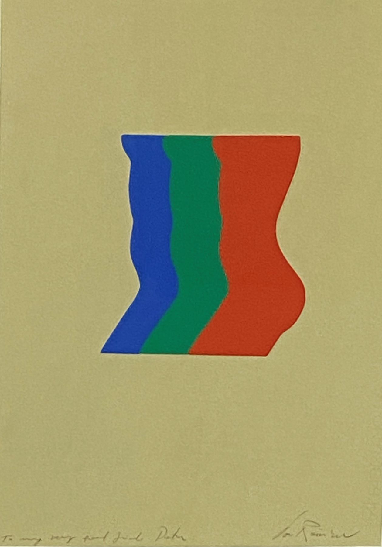 Detail a: Unbekannter Künstler der op-Art, 1960er/70er Jahre, Trinärer Frauentorso, Farblithographie, handsigniert und mit Widmung: To my very good friend ...