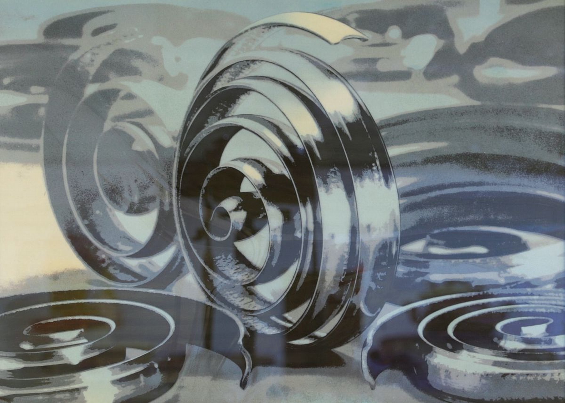 Unbekannter Künstler der op-Art, 1970er Jahre, Spiralschleifen, Zinkographie, ca. 28x38cm, PP, u.Gl., R. ca. 46x56cm