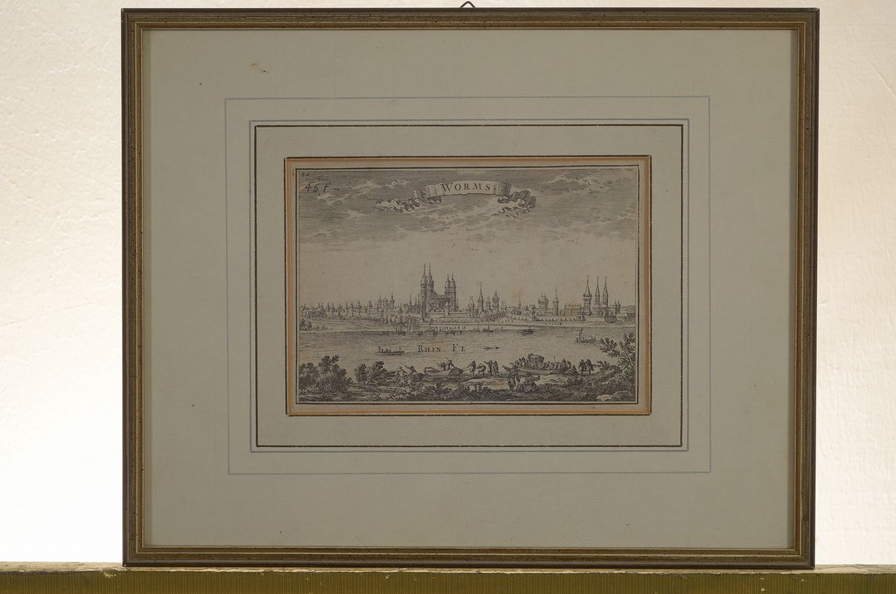 Detail k: Konvolut aus 4 Kupferstichkarten, 18.Jh., Darstellungen der drei Schum-Städte bzw. Königspfalzen entlang des Rheins Worms (2x), Mainz und Speyer, ...