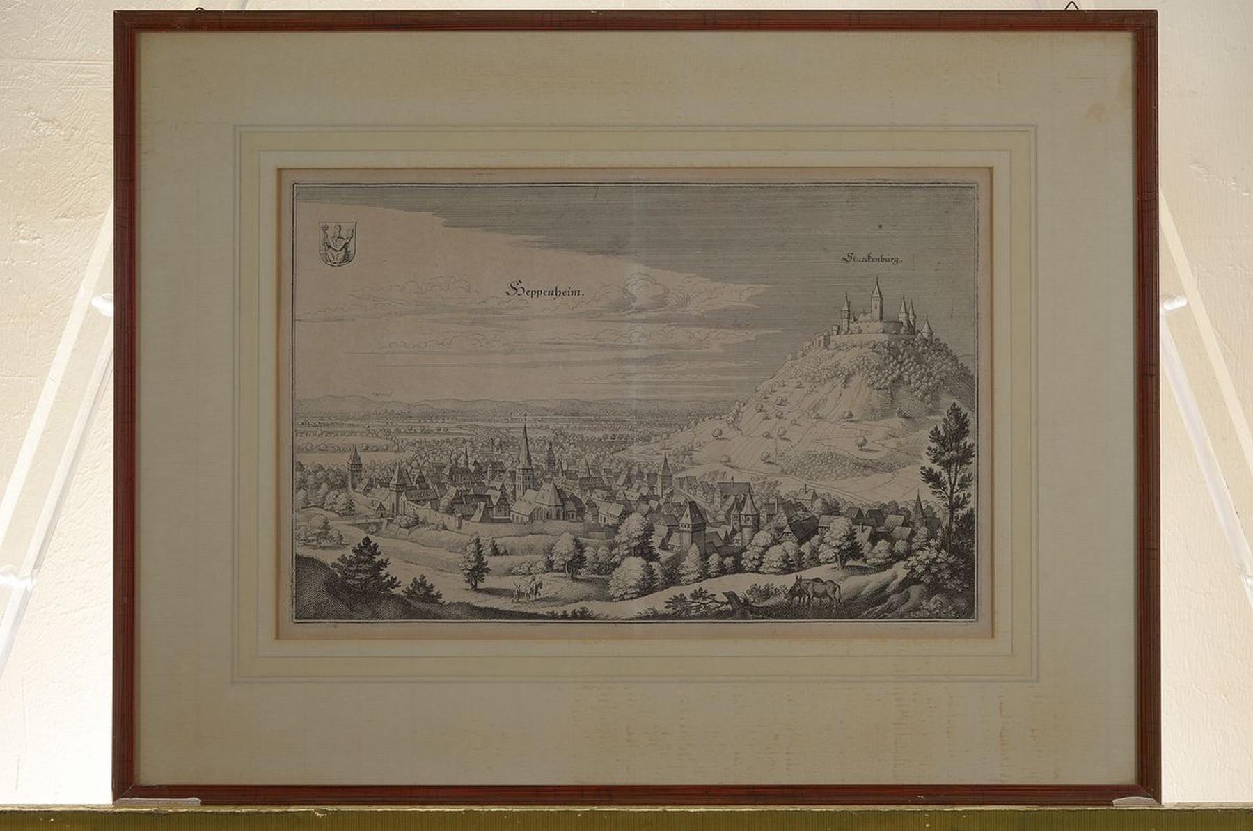 Detail m: Konvolut aus 7 Kupferstichkarten, nach Matthäus Merian, 17./18.Jh., Städte entlang der Weinstraße u. der Pfalz: Germersheim, Neustadt an der ...
