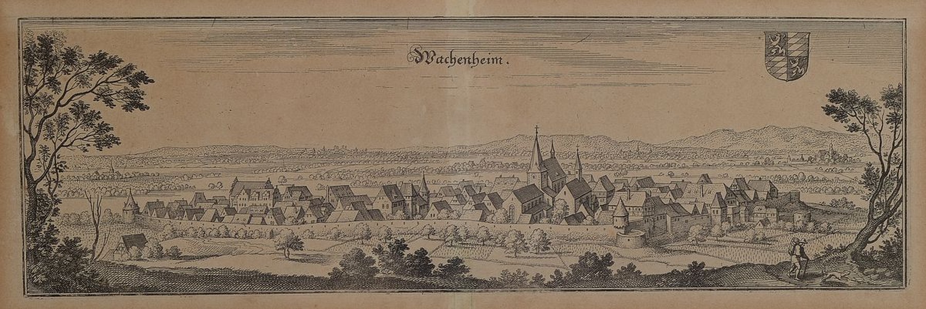 Detail a: Konvolut aus 11 Kupferstichkarten, 17./18.Jh., Ansichten verschiedener Orte der Pfalz u. Weinstraße: Lambrecht, (Bad) Bergzabern, (Bad)Dürkheim, ...