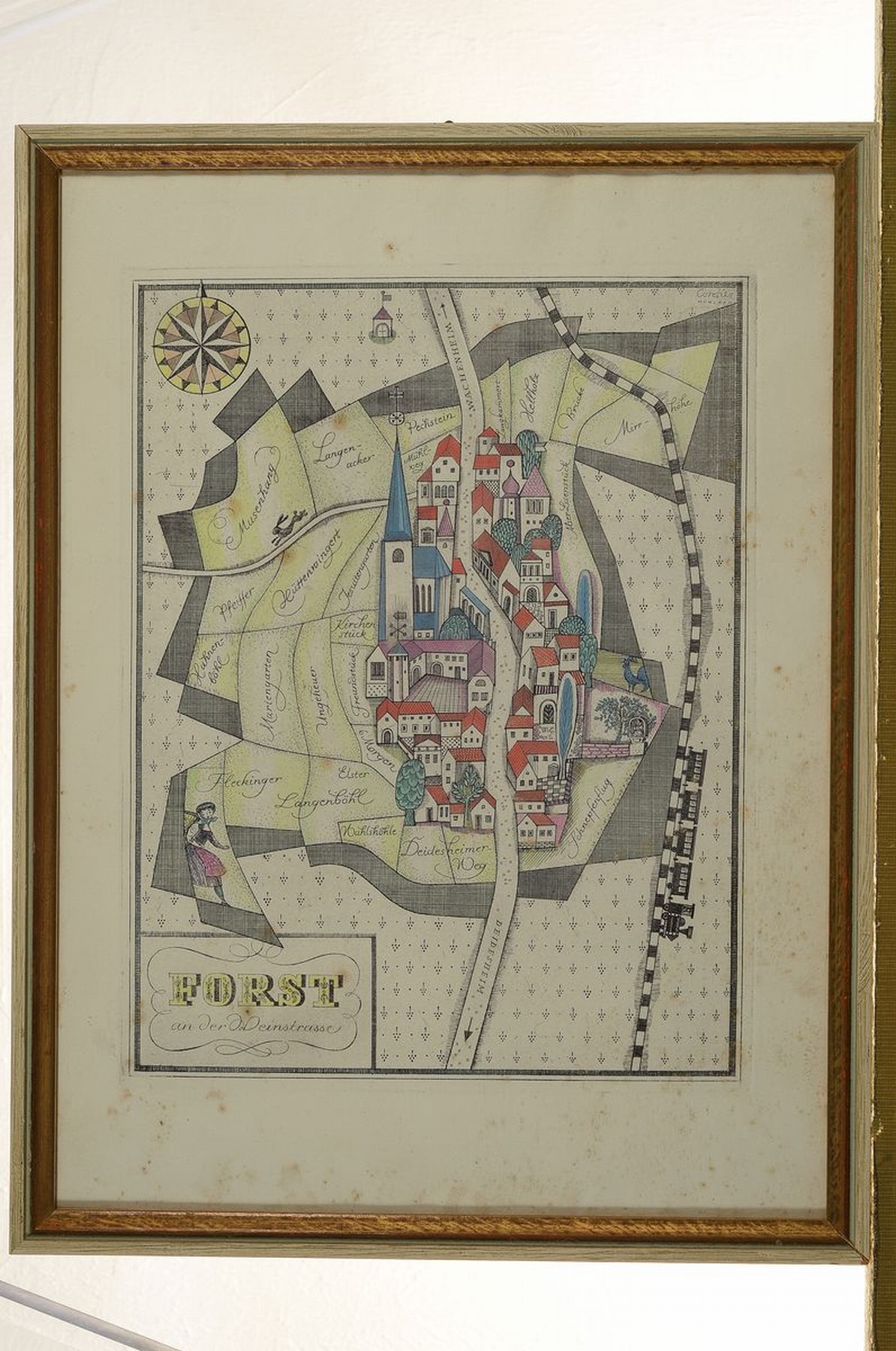 Detail k: Konvolut aus 11 Kupferstichkarten, 17./18.Jh., Ansichten verschiedener Orte der Pfalz u. Weinstraße: Lambrecht, (Bad) Bergzabern, (Bad)Dürkheim, ...
