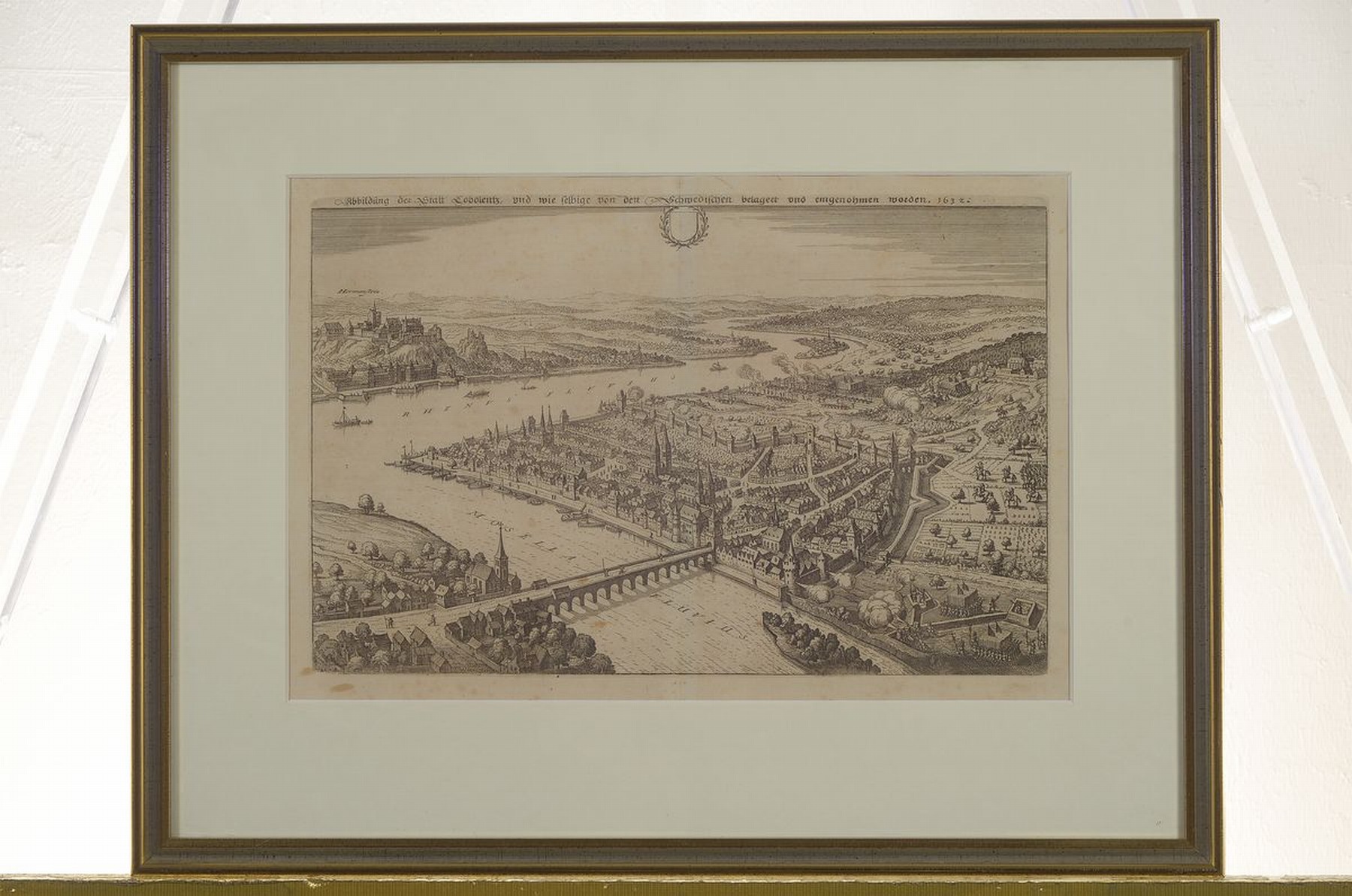 Konvolut aus 6 Kupferstichkarten, 17./18.Jh. , Ansicht von Städten entlang des Rhein: Lindau am Bodensee, Koblenz, Düsseldorf, Straßburg, St. Goar ...