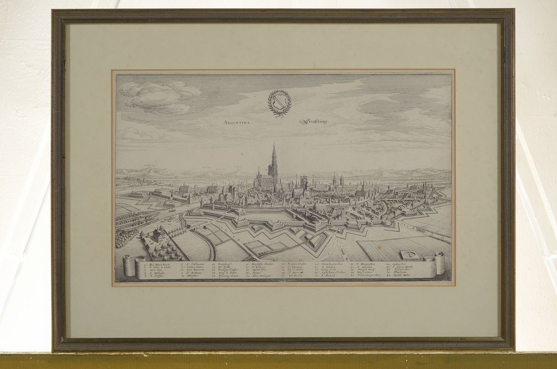Detail k: Konvolut aus 6 Kupferstichkarten, 17./18.Jh. , Ansicht von Städten entlang des Rhein: Lindau am Bodensee, Koblenz, Düsseldorf, Straßburg, St. Goar ...