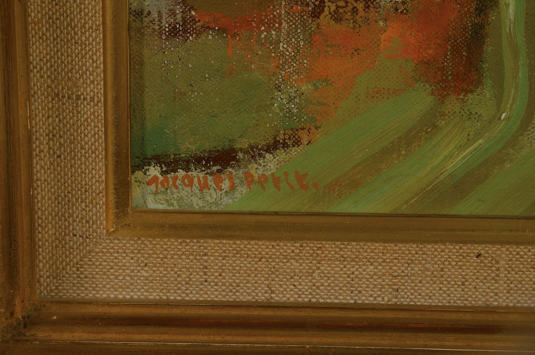 Detail a: Jacques Petit, 1925 - 2019,, Landschaftsdarstellung, Alpenlandschaft bei Grenoble, "Noyarey", Öl/Lwd, li. u. signiert, breiter Duktus, ...