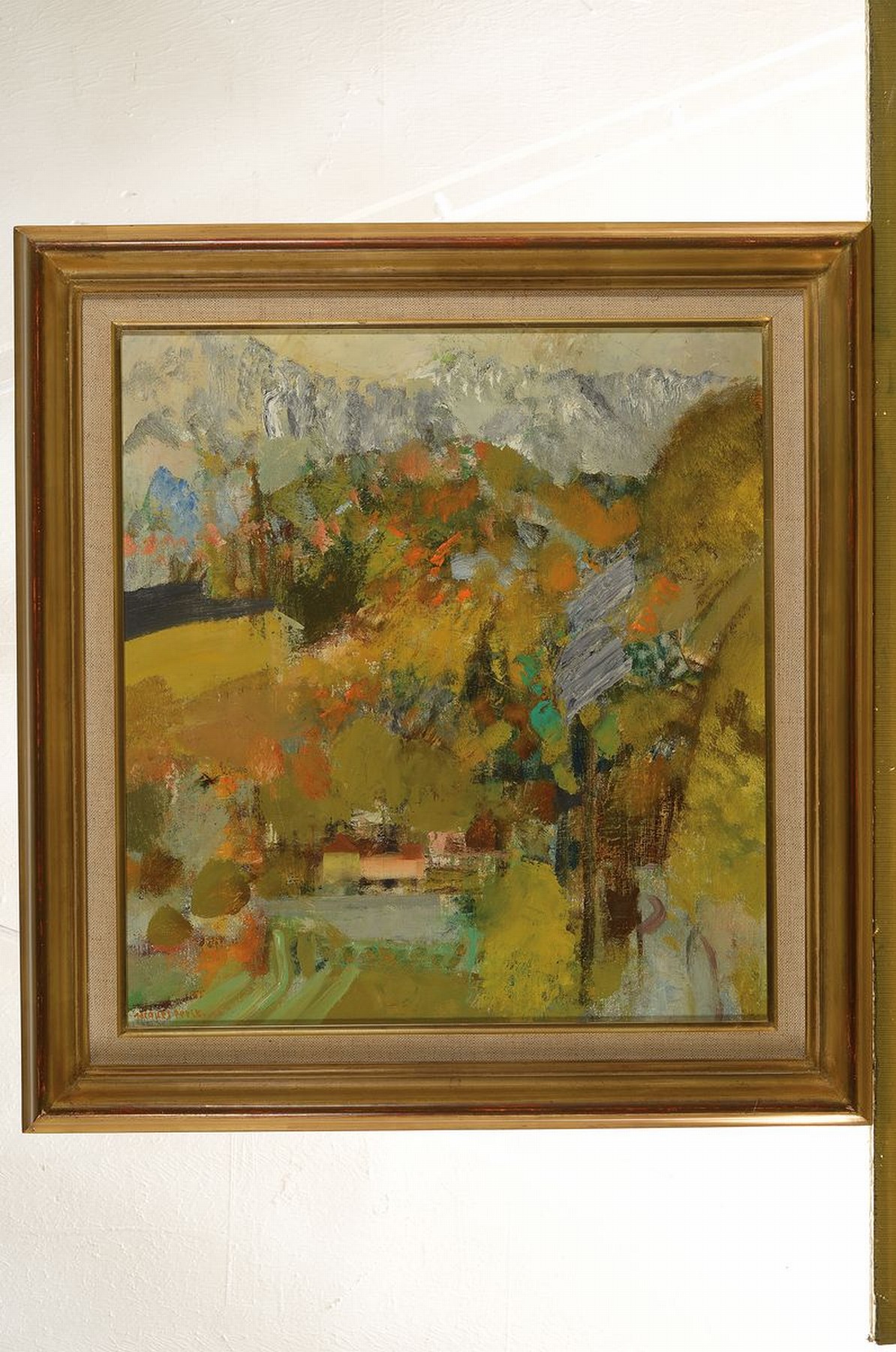 Detail k: Jacques Petit, 1925 - 2019,, Landschaftsdarstellung, Alpenlandschaft bei Grenoble, "Noyarey", Öl/Lwd, li. u. signiert, breiter Duktus, ...