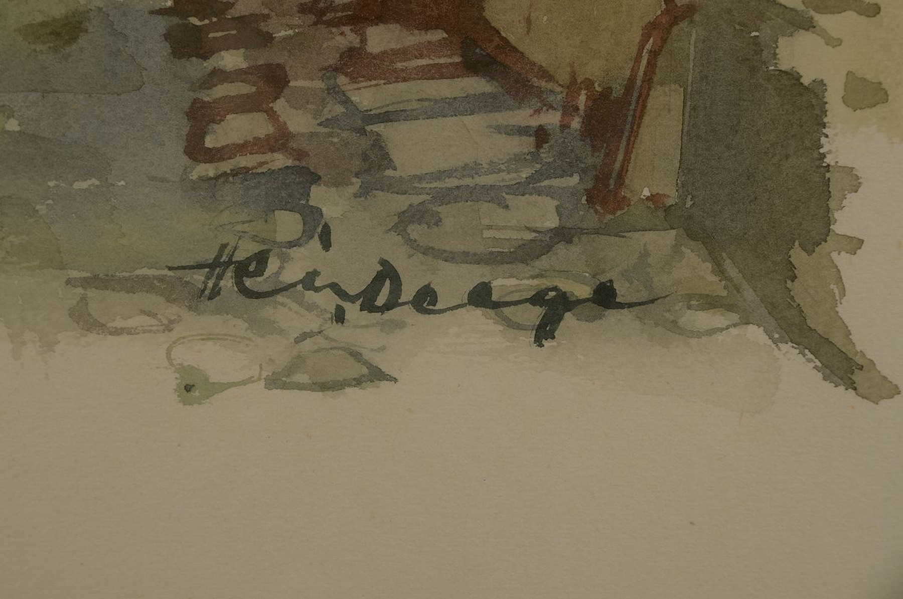 Detail c: Heiner Deege, 1920-2007 Haßloch, 2 Aquarelle: Ansicht aus Rhodt unter Rietburg, signiert, ca. 44x34cm, u.Gl., R. ca. 52x42cm; Blick auf Hambach und ...