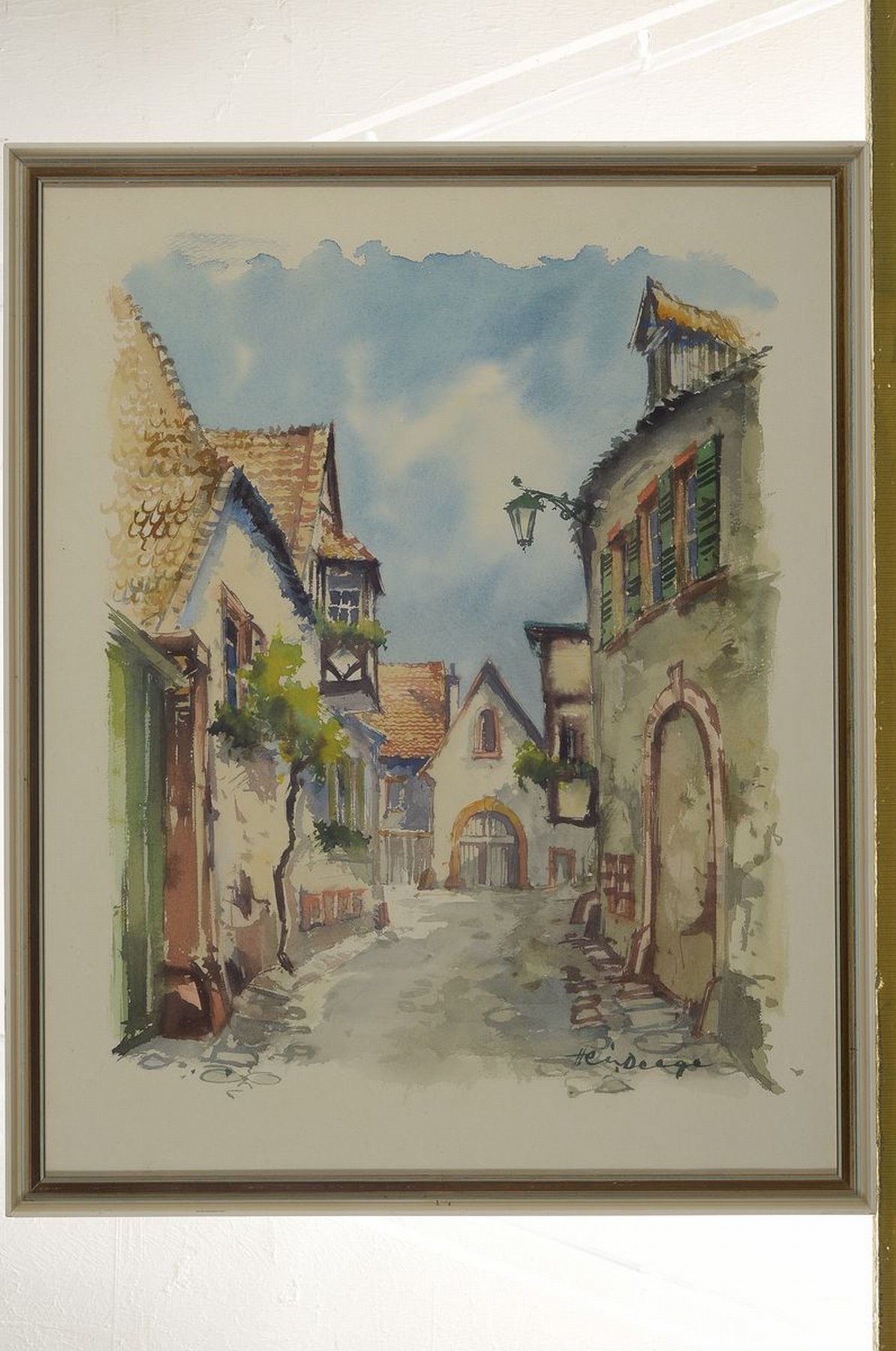 Detail l: Heiner Deege, 1920-2007 Haßloch, 2 Aquarelle: Ansicht aus Rhodt unter Rietburg, signiert, ca. 44x34cm, u.Gl., R. ca. 52x42cm; Blick auf Hambach und ...