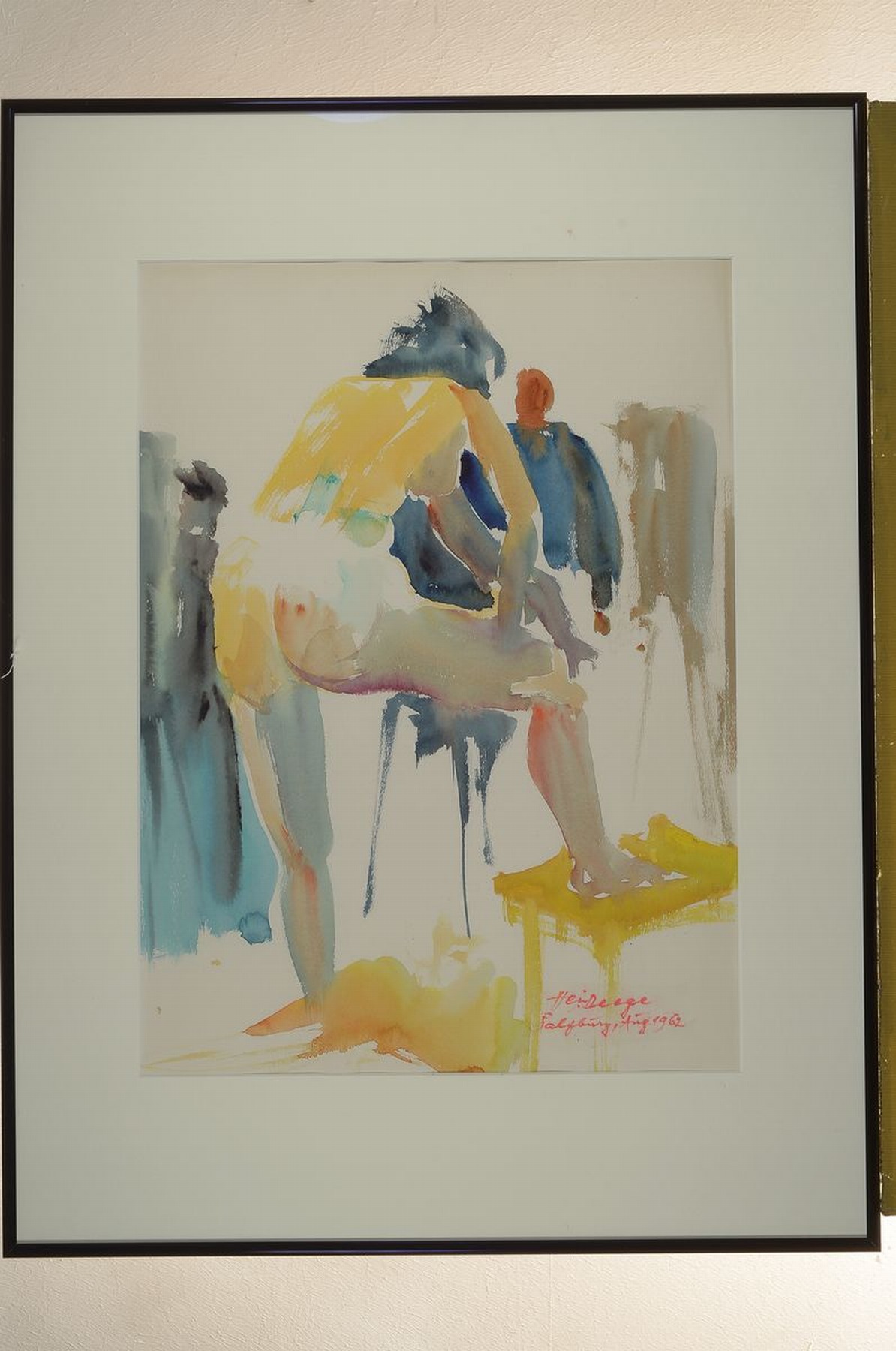 Detail k: Heiner Deege, 1920-2007 Haßloch, stehendes Aktmodell, Aquarell auf Papier, signiert und bez. Salzburg 1962, ca. 67x42cm, PP, u.Gl., R. ca. 81x61cm