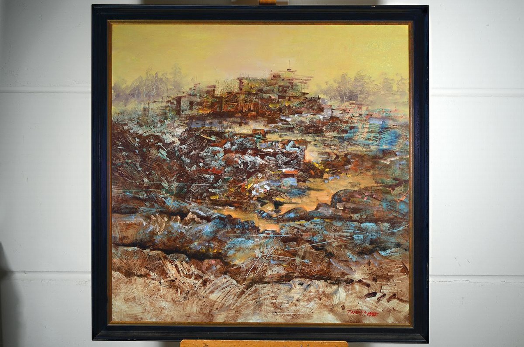 Detail k: Tamayo, zeitgenössischer, wohl mexikanischer Künstler, exotische Stadtlandschaft im Morgenlicht, Öl/Lwd, rechts unten signiert und dat. 1985, ca. ...