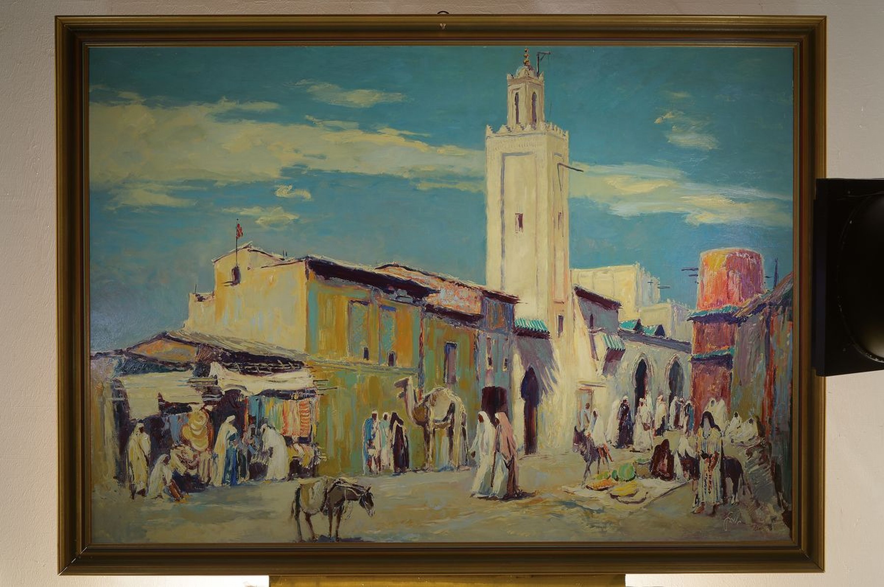 Detail k: Karl Graf, 1902 - 1986 Speyer, belebte marokkanische Straßenszene mit Treiben der Händler und Passanten, rückseitig betitelt: "Taroudant, ...