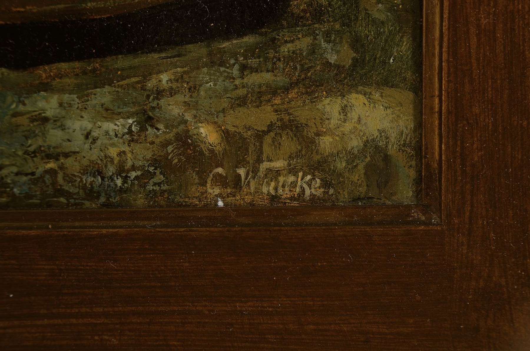 Detail a: Carl Wuttke, 1849 Trebnitz-1927 München, Studium an den Akademien Berlin und München, u.a. bei Quaglio, wurde Meisterschüler von Eugen Dücker an ...