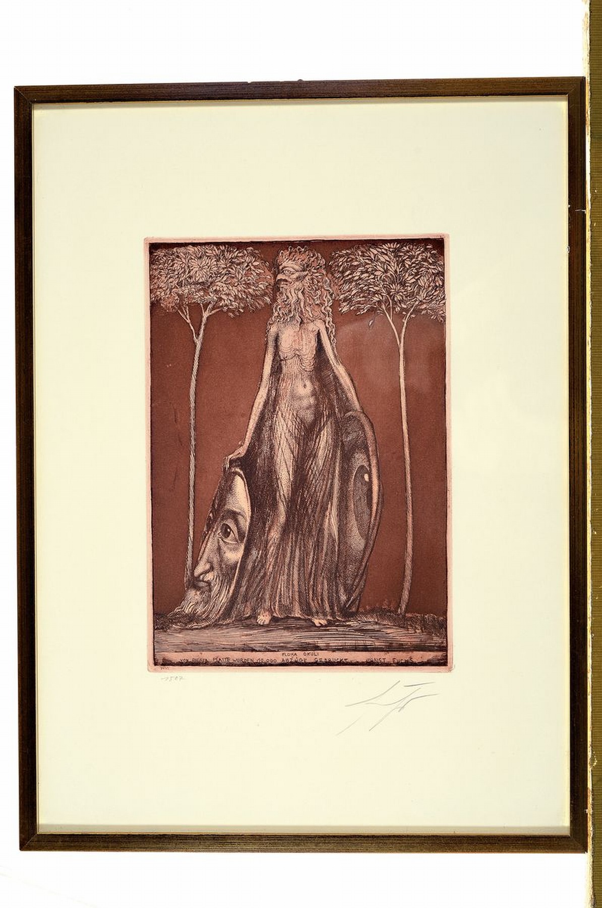 Detail k: Ernst Fuchs, 1930-2015, Flora Okuli, Farbradierung, signiert und num. 1507, ca. 24x17cm, u.Gl., R. ca. 42x31cm