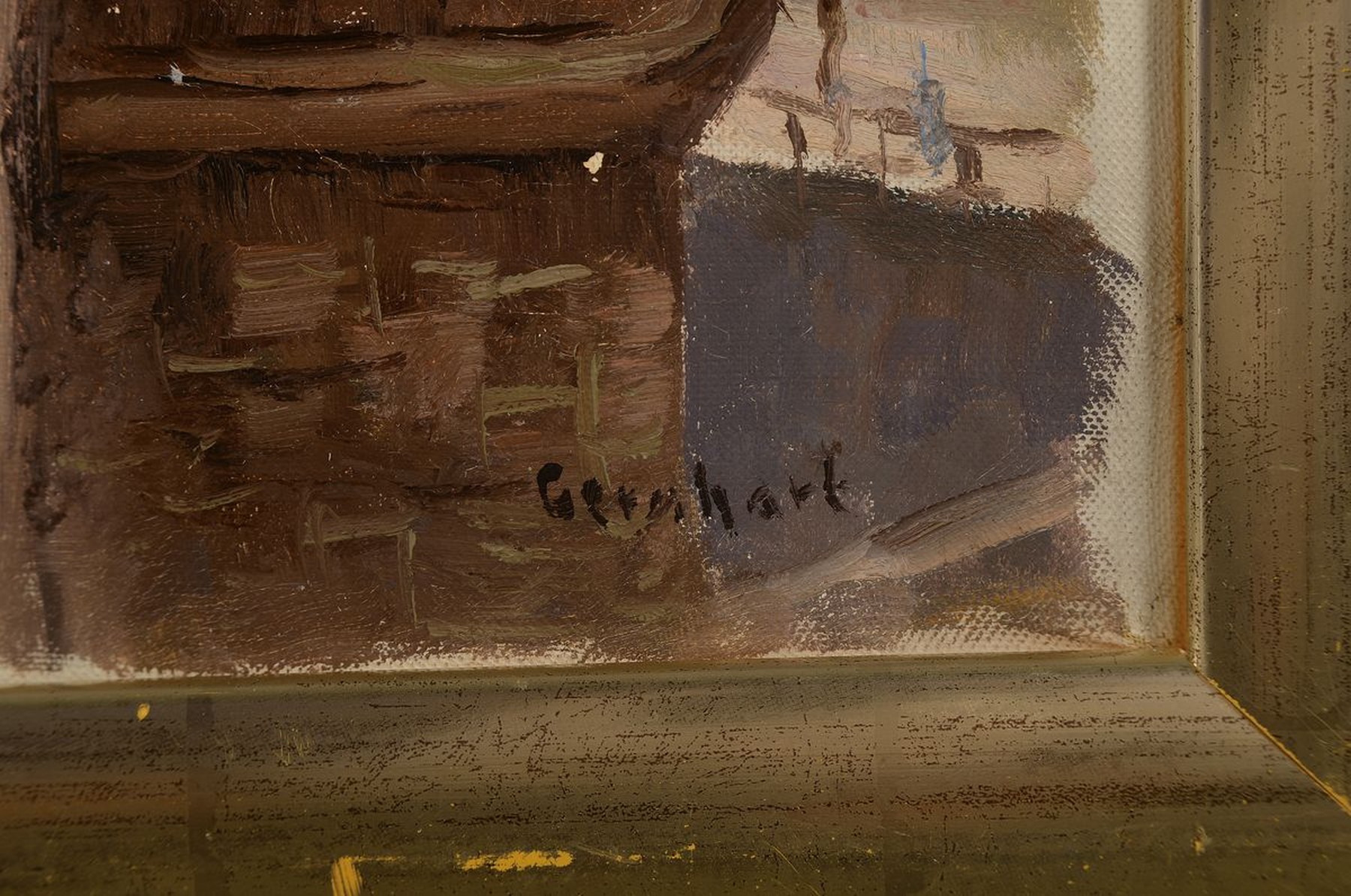 Detail a: Gernhart, Maler der 1. Hälfte des 20. Jh., Blick auf die Alte Brücke in Heidelberg, im Hintergrund das Schloß, Öl/Lwd, rechts unten signiert, ca. ...