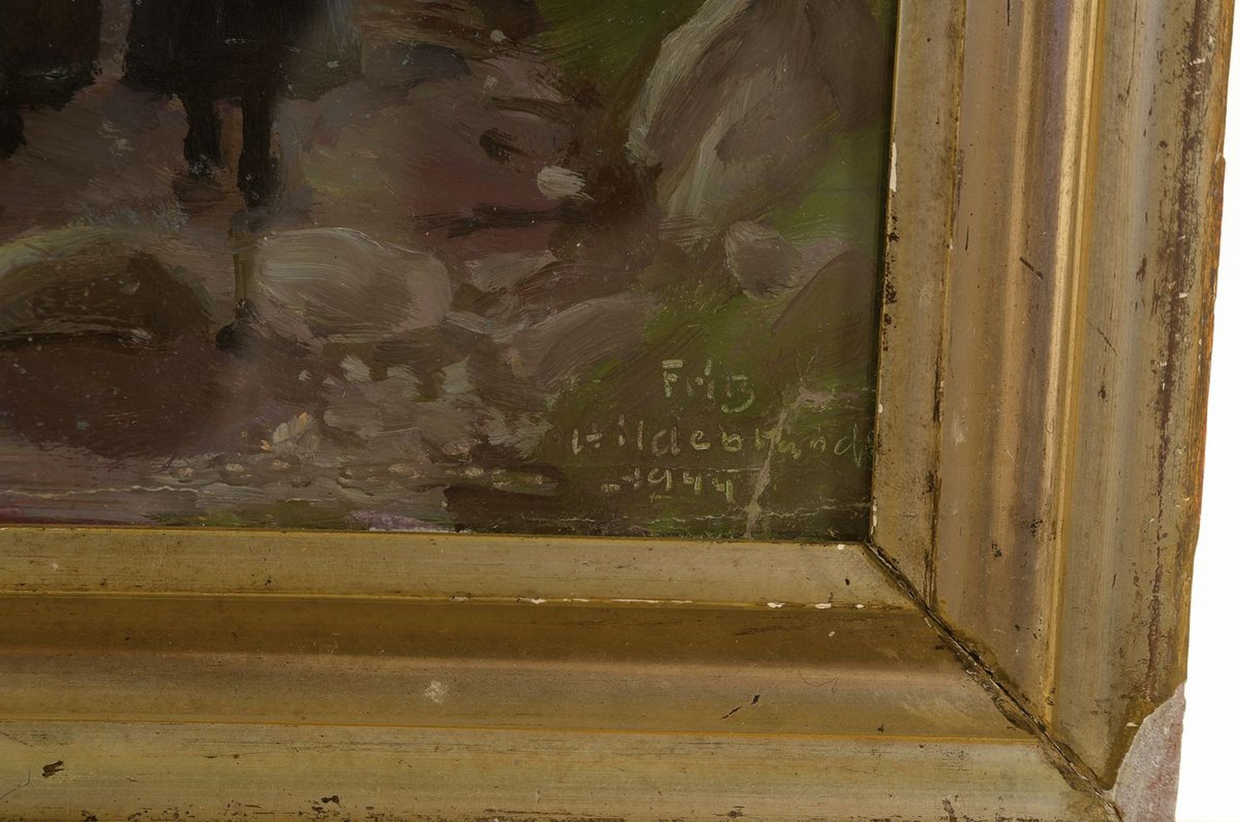Detail a: Fritz Hildebrandt, 1878 Quedlinburg-1970, Studium an der Akademie Berlin, war Schüler von Müller-Schönefeld und Hans Licht, hier: Kirchgang in ...