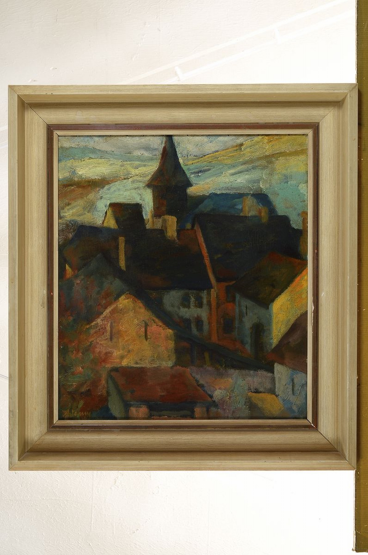 Detail k: Hans Adamy, 1890 Trier-1976, Blick auf die Kirche St. Martin in Ensch an der Mosel, Öl/Lwd, links unten signiert und dat. 1939, ca. 40x35.5cm, R. ...