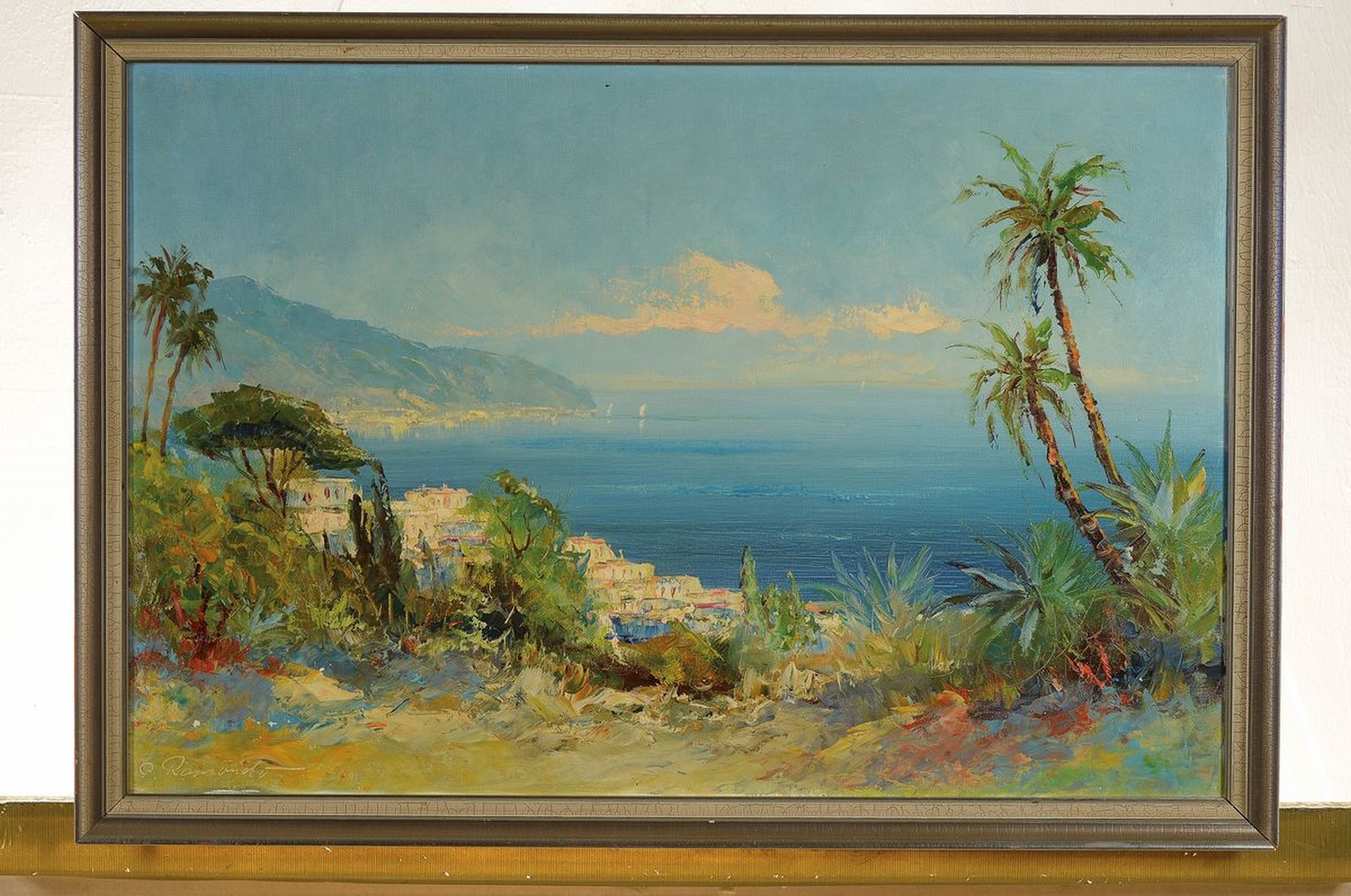 Detail k: P. Ramondo, Maler der Mitte des 20. Jh., Küstenlandschaft in Sizilien, Öl/Lwd, links unten signiert, ca. 40x60cm, R. ca. 44x64cm