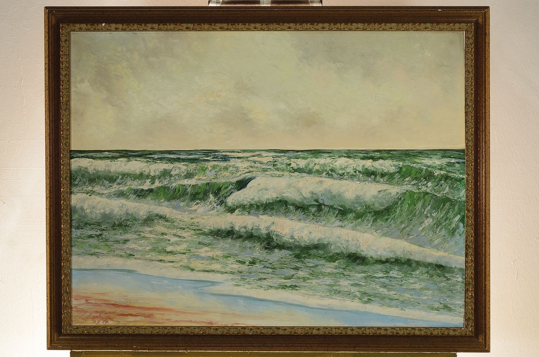Detail k: J. Kullrich o.ä., datiert 1937, Meeresbrandung, Öl/Hartfaser, links unten signiert, ca. 60x80cm, R. ca. 70x90cm