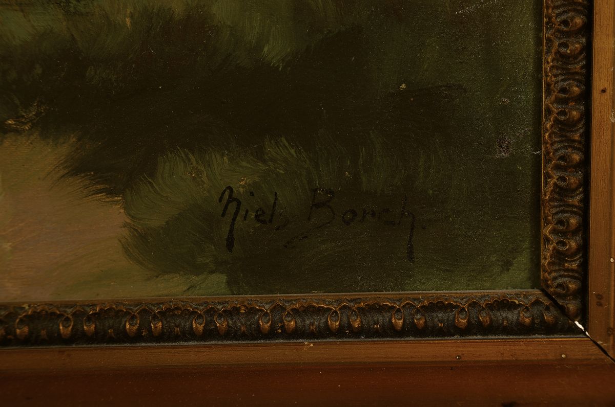 Detail a: Niels Borch, dänischer Maler, 1.H.20.Jh., Küstenansicht mit Blick auf das Meer, Öl/Lwd, kleiner Leinwandschaden, rechts unten signiert, ca. ...