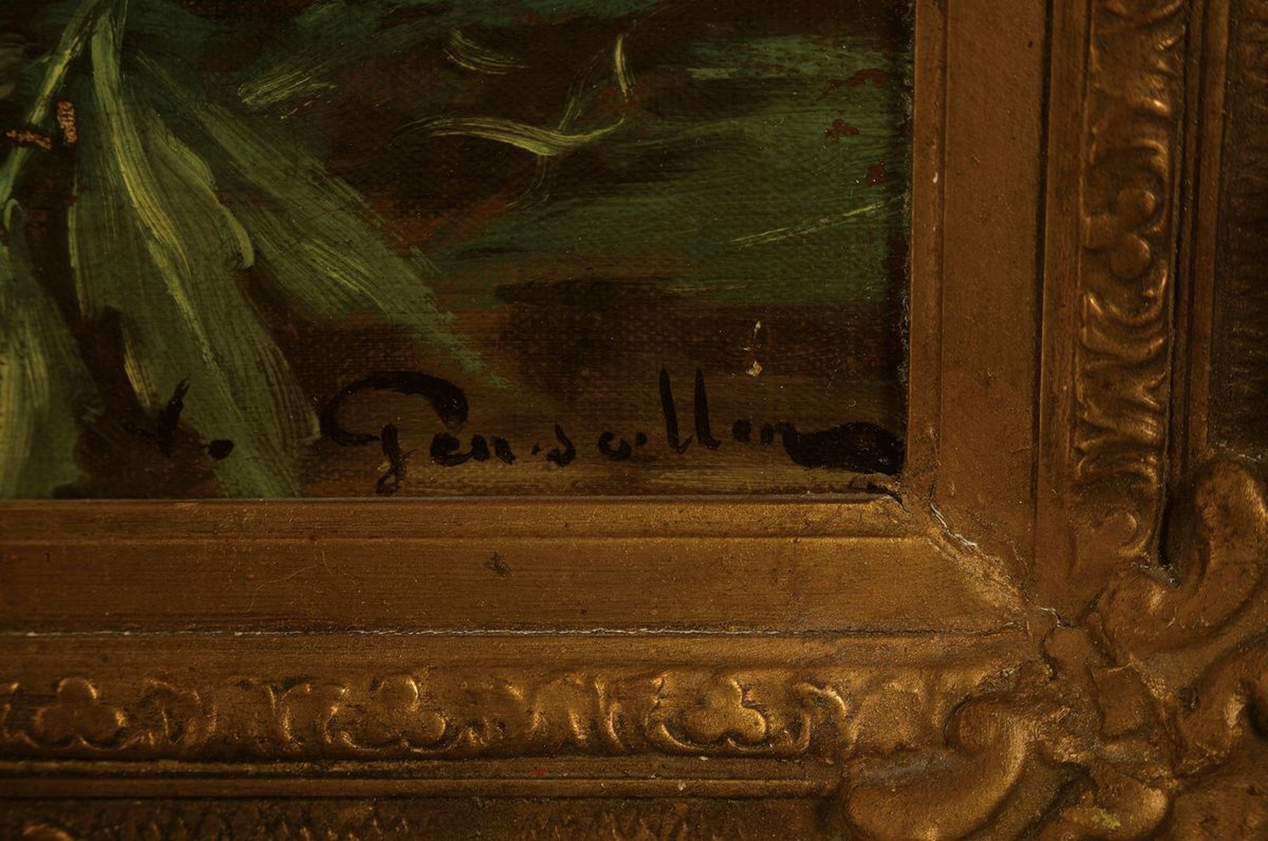 Detail a: Louis Gensollen, 1834-1907, Stillleben mit Blumen, Öl/Lwd, rest., ca. 55x46cm, rechts unten signiert, Rahmen ca. 72x63cm